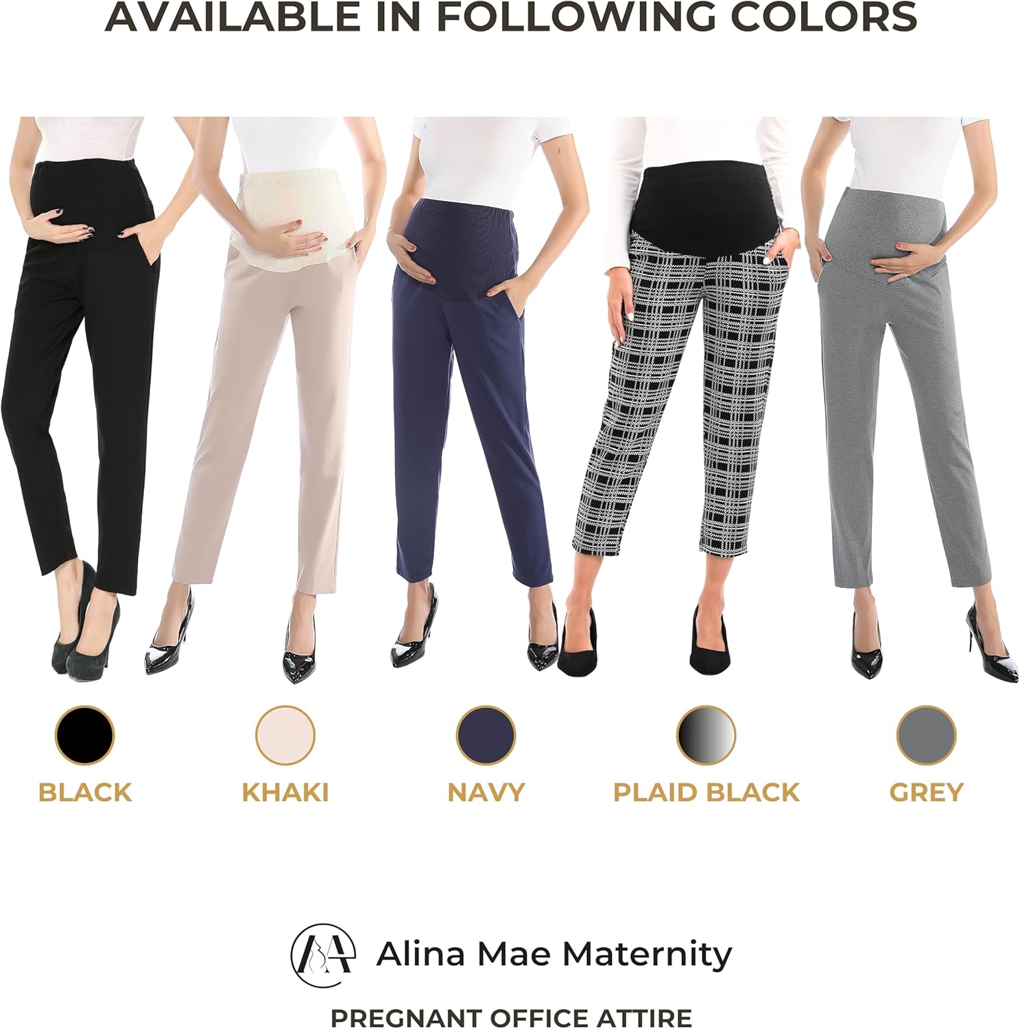 Alina Mae Maternity Pants Comfortable Stretch Over-Bump Women Pregnancy Casual Capris for Work - Image 7