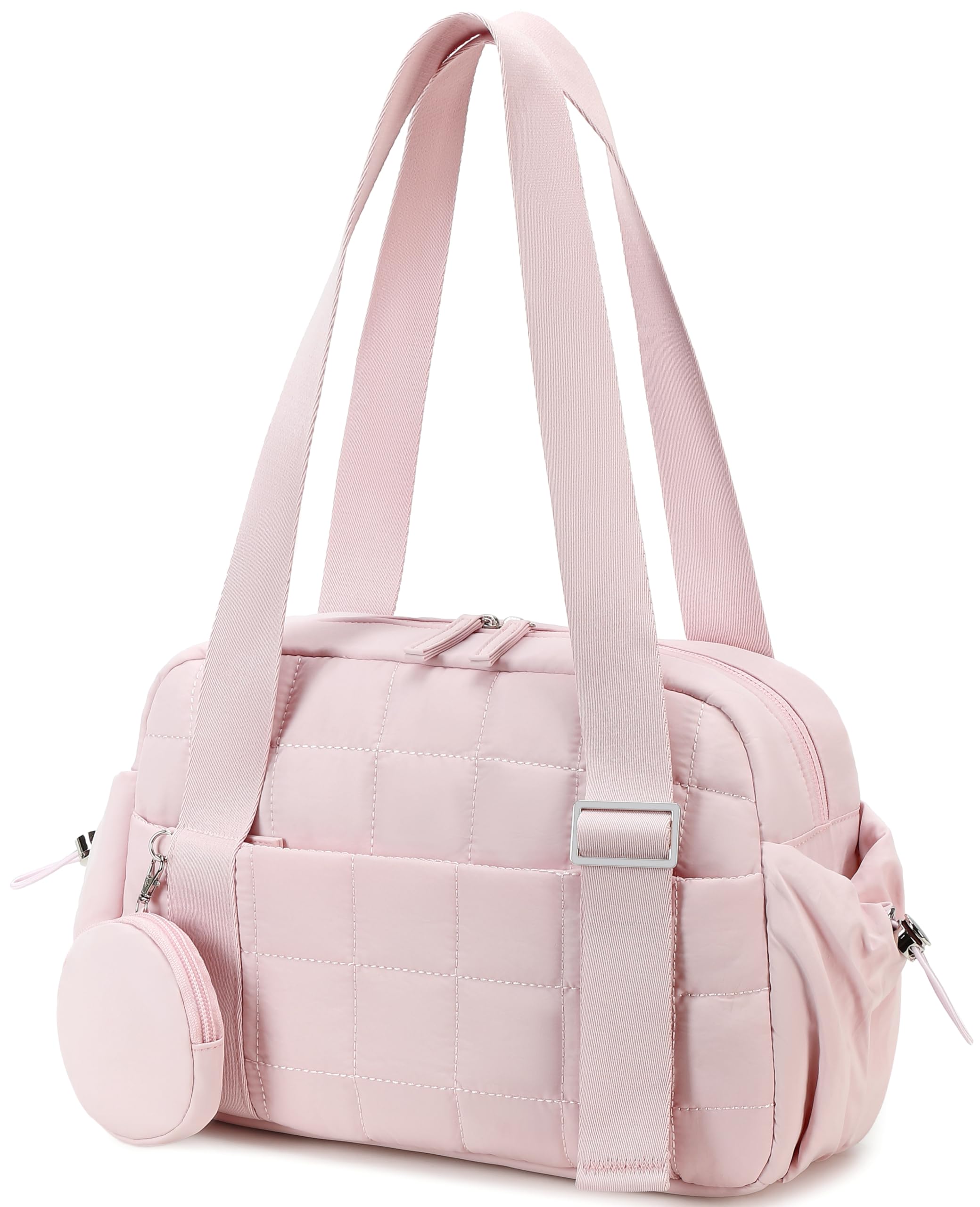 CAMTOP Mini Gym Bag for Women, Small Gym Tote Bag Puffy Quilted Sports Duffel Bag with Wet Compartment and Coin Purse Duffel Bags Dance Yoga Workout