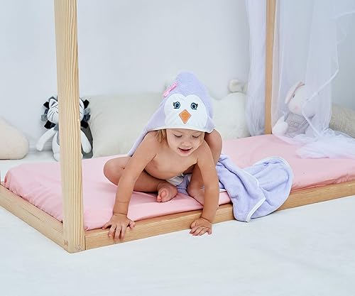 Miniatura 4 de HIPHOP PANDA X Toalla de baño con capucha de bambú, Toalla suave con capucha para bebé, niño pequeño, perfecta para niños y niñas, (color Morado,
