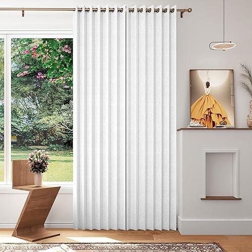 Miniatura 12 de Persianas verticales de tela, persianas de puerta 100% opacas, persiana vertical para puertas correderas, 1 panel, 100 pulgadas de ancho x 84 Blanco