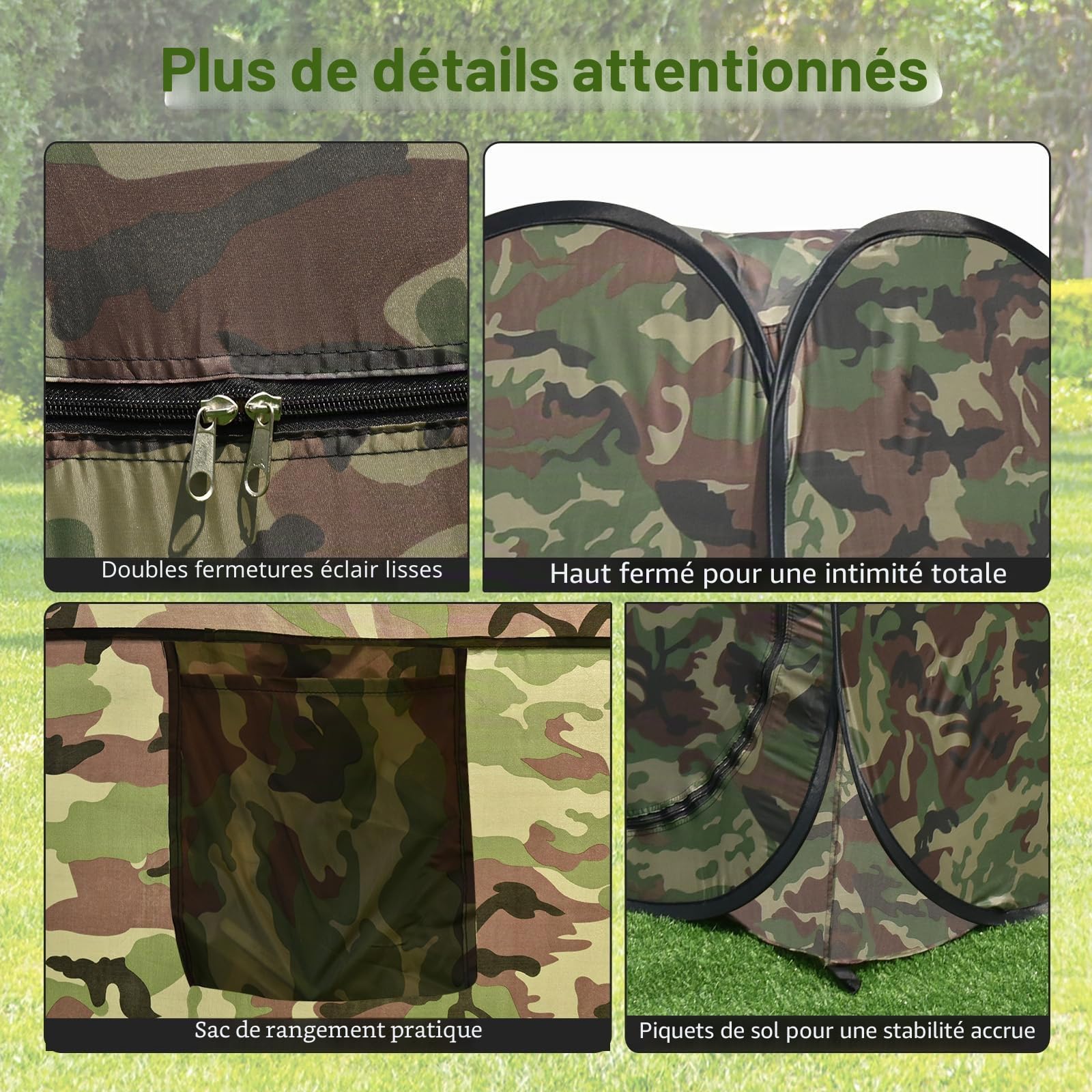 HOMASIS Tente de Douche Pop-up, Tente de Toilette et Changement, Cabine de Douche d'Intimité avec Sac de Transport Portable l'Extérieur, pour Camping et Plage, 120 x 120 x 190 cm