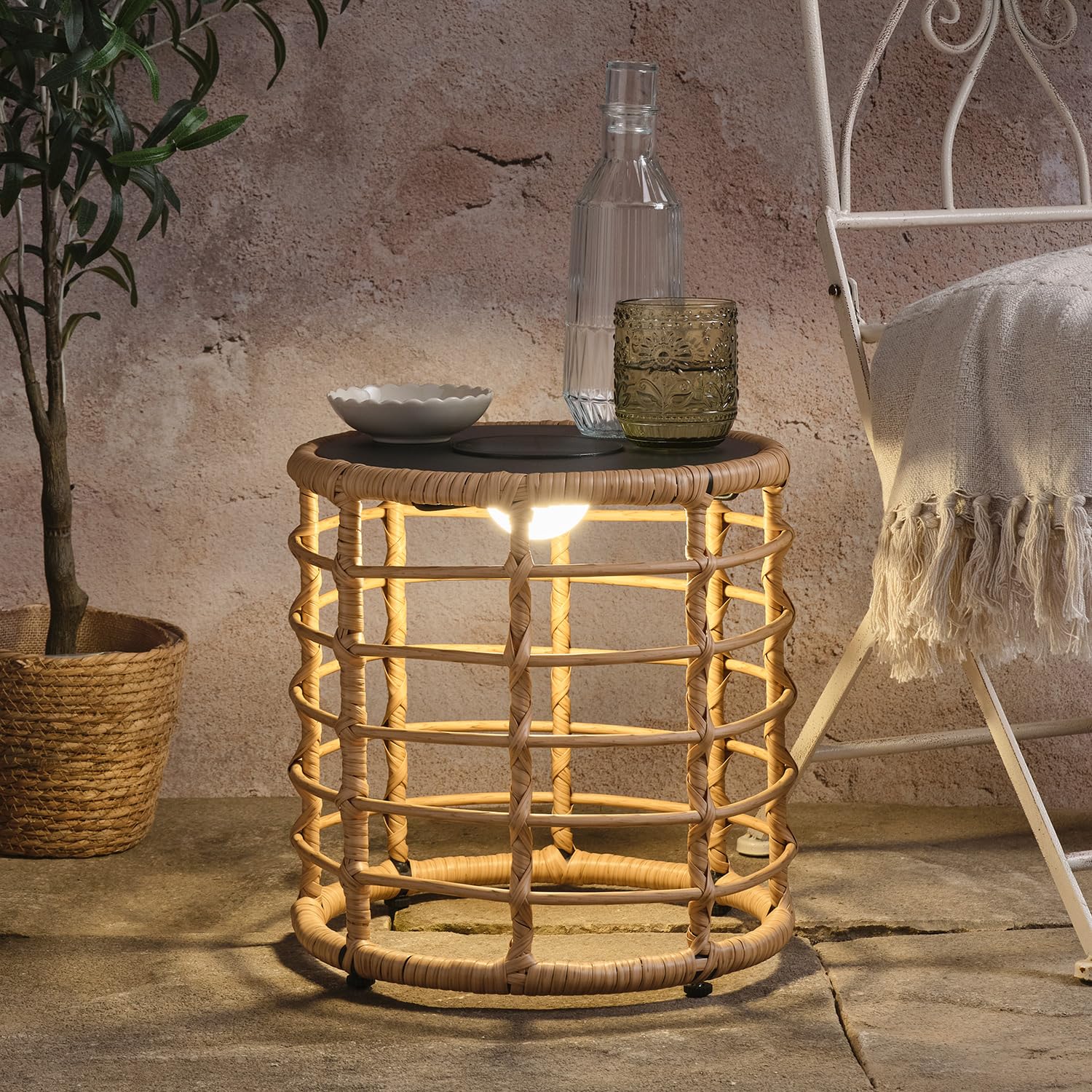 Lights4Fun Hygge Solar Powered Light Up Garden Table
