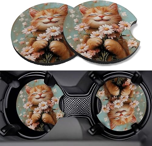 Miniatura 16 de Posavasos para automóvil, paquete de 2 posavasos para automóvil, 2.75 pulgadas, antideslizantes y absorbentes, para portavasos de automóvil,