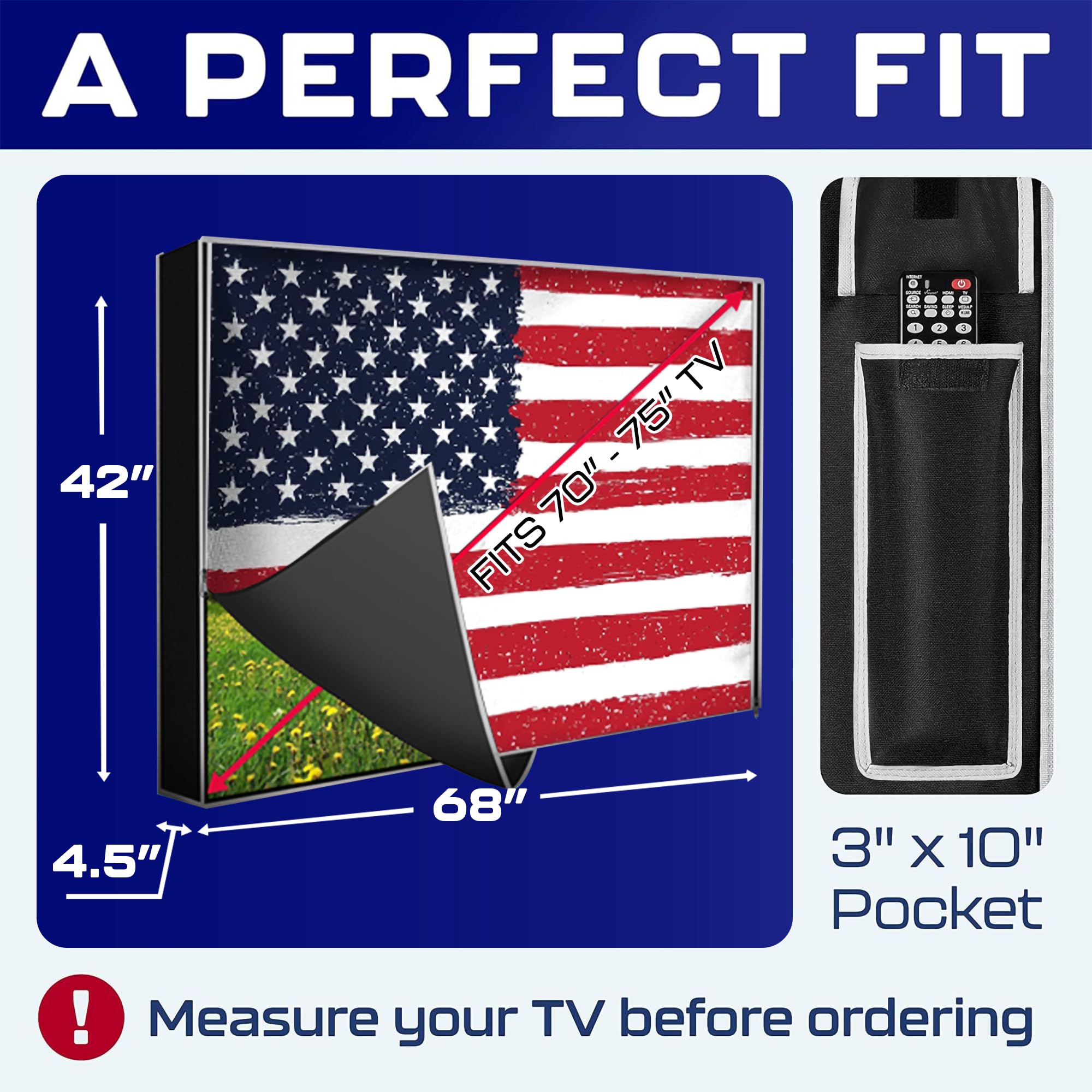 Funda de TV para exteriores de 75 pulgadas, resistente a la intemperie e impermeable, carcasa de TV para exteriores, protector de pantalla inteligente para TV exterior, cubierta para mudanza