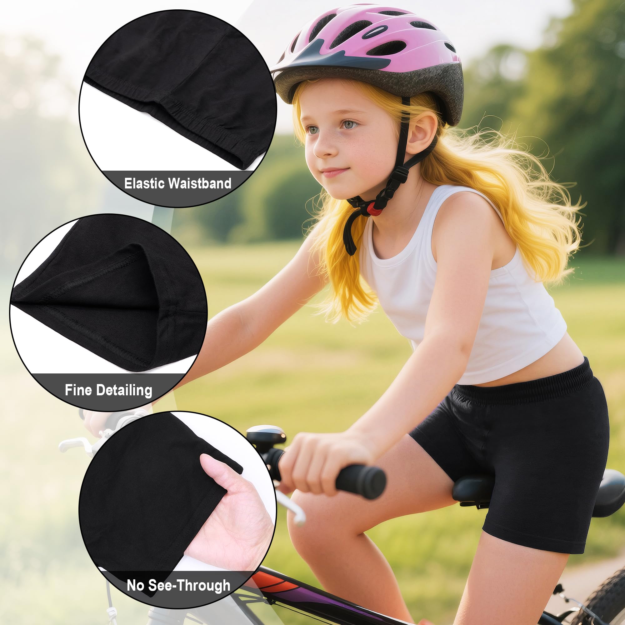Shorts Pantalones Niñas, Cortos de Ciclismo Leggings Algodón Pack de 3, Elástica Mallas Cortas Transpirable Deportivo Correr Danza Verano Cómodo Short Pantalón 5-16 Años