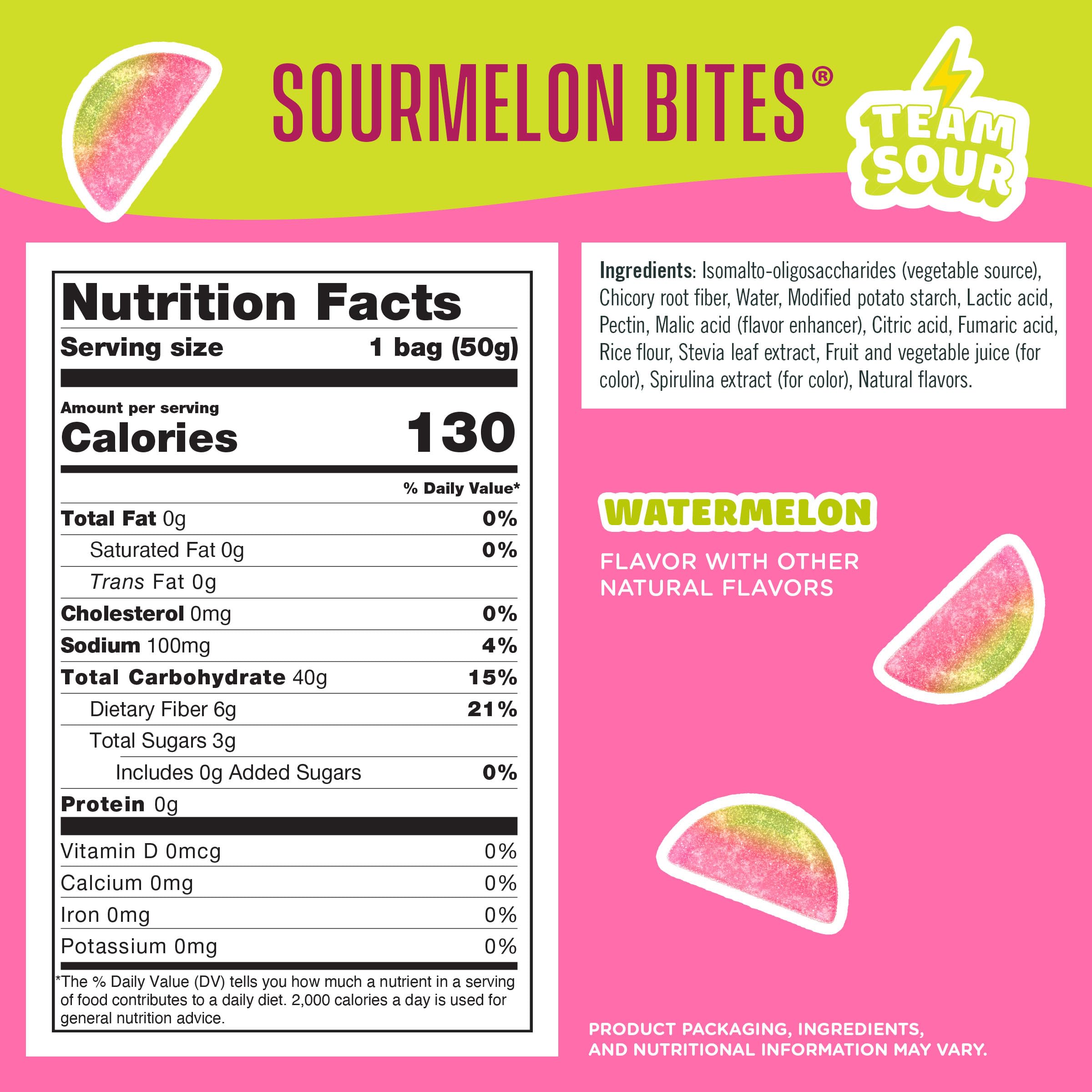 SmartSweets Sourmelon Bites, Low Sugar Sour Gummy, 0.78oz Bags, 6 Pack thumbnail 2