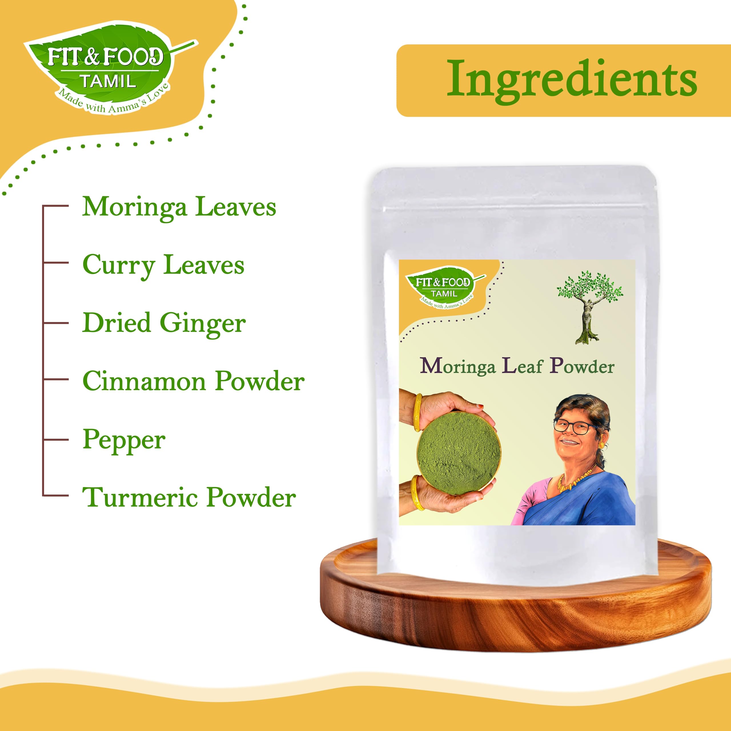 FIT & FOOD TAMIL Moringa Leaf Powder 100g | Natural Drumstick Leaves Powder | Pure Herbal Superfood | No Preservatives | Traditional Homemade Style | Finely Ground Green Leaf Powder — Amazon image 4