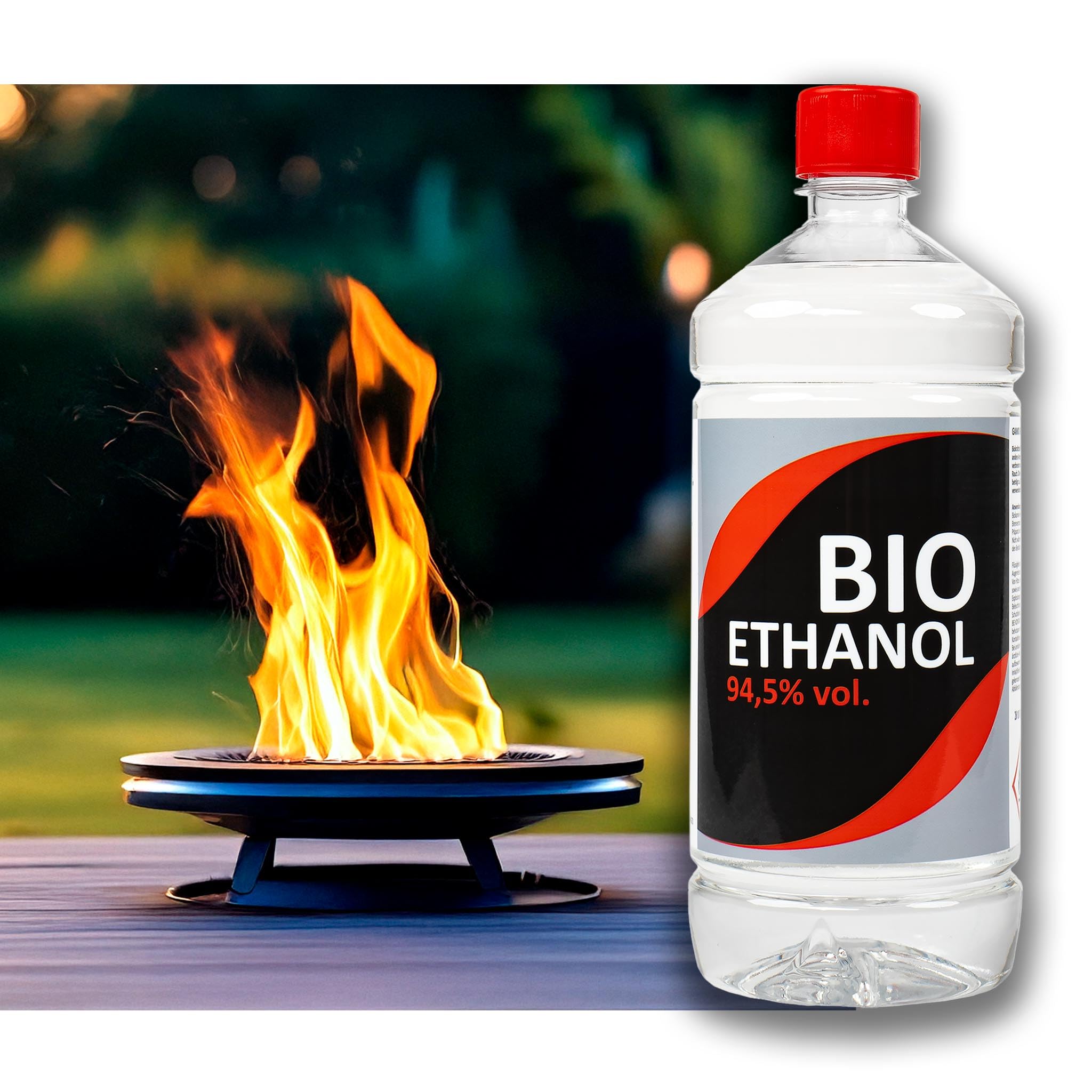 Premium Kaminbrennstoff 94,5% – Geruchlos & Rauchfrei – Flüssiger Brennstoff für Ethanolkamine & Feuerschalen – Innen- & Außenbereich – 12 Liter