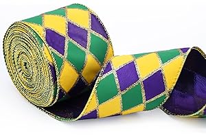 Vibrant Mardi Gras Ribbon: 2.5" x 10 Yards of Carnival Spirit