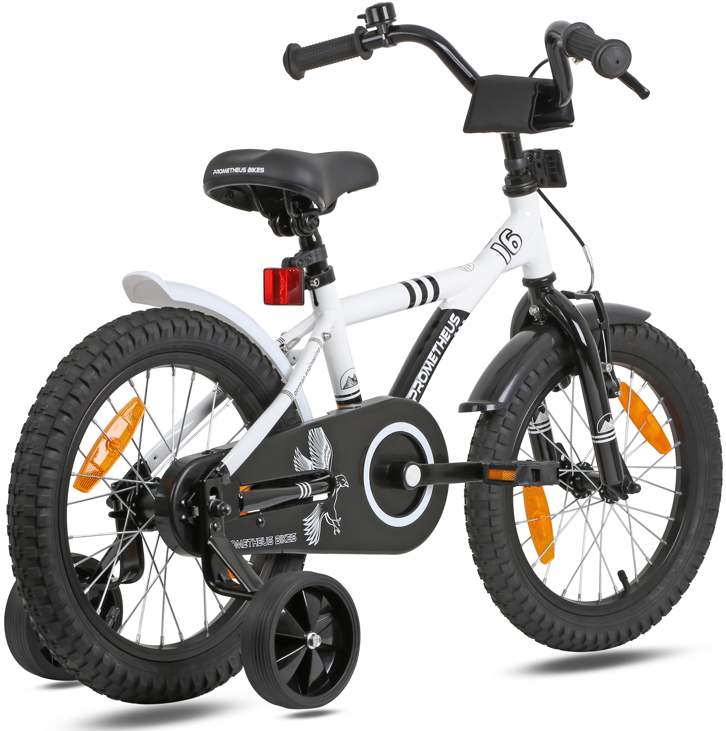 PROMETHEUS BICYCLES Bicicleta niño 5 años Bicicleta 16 Pulgadas niño niña | Bicicletas niños Infantil 4-6 años con ruedines y Freno de contrapedal - Blanco