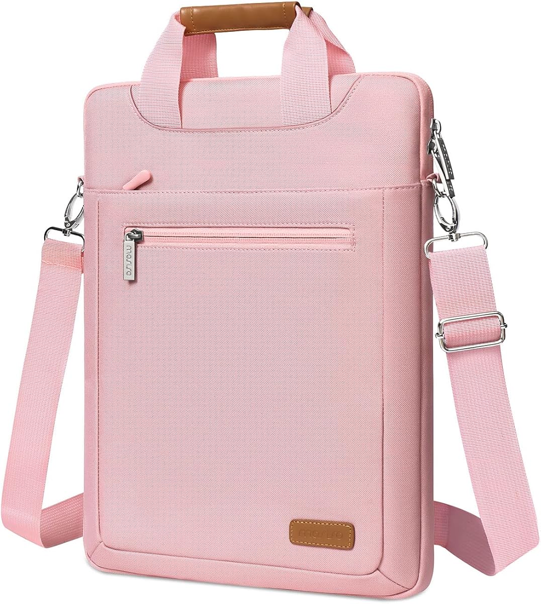 Vertical Laptop Shoulder Bag, 15-16 inch Computer Bags | Compatible with MacBook Air 15 inch /Pro 16 inch,HP Dell Asus Acer Lenovo,Laptop Bag with Trolley Sleeve&Zipper Pockets, Pink