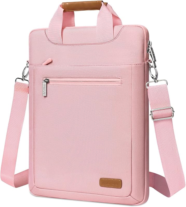Vertical Laptop Shoulder Bag, 15-16 inch Computer Bags | Compatible with MacBook Air 15 inch /Pro 16 inch,HP Dell Asus Acer Lenovo,Laptop Bag with Trolley Sleeve&Zipper Pockets, Pink