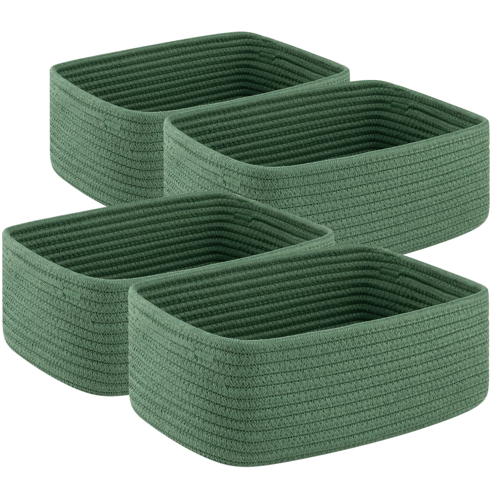 OIASKET 4 Pack Small Storage Shelf Baskets for Organizing, Mini Woven Rope Storage Bins for Towels, Cute Decorative Closet Organizer，Baby Nursery,