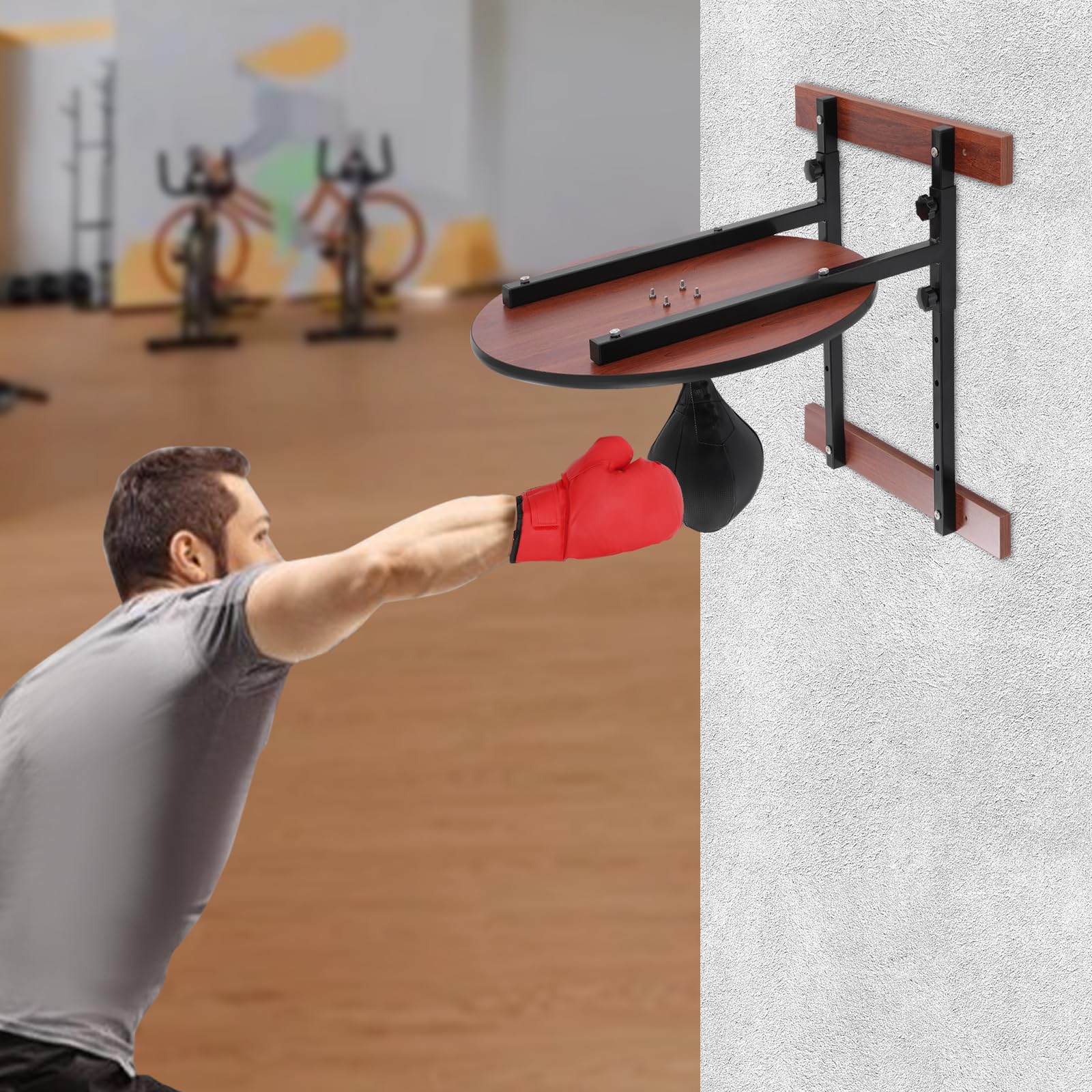 LUOSHALIYA Speed Bags Platform for Boxing Adjustable Wall Mounted Speed Punching Bag Fitness Training Speed Bag with 360° Ball Bearings Reaction Training Kit for Home, Doorway and Gym Accessories