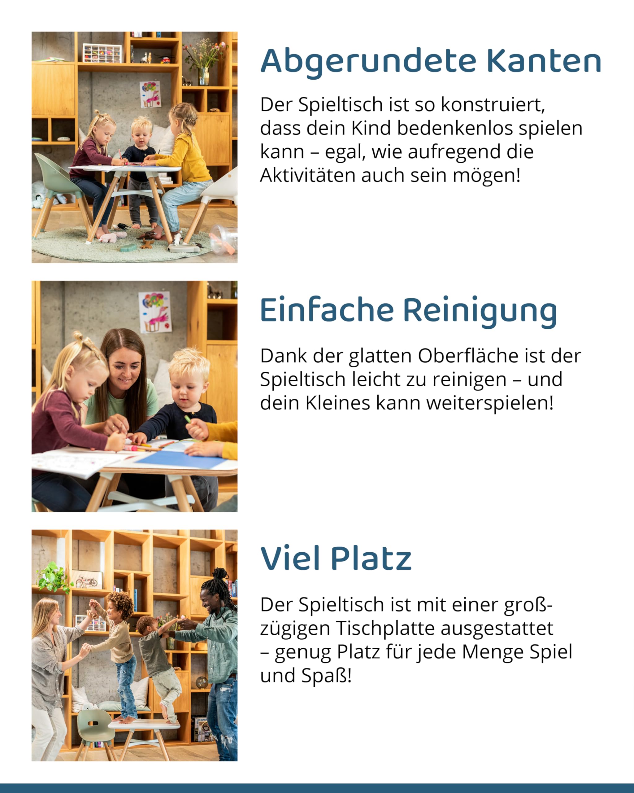 Ziza Spieltisch ab 1 Jahr Vanilla - Kindertisch für die ersten Lebensjahre ideal zum Spielen, Malen & Basteln, Robuster Tisch aus Holz mit Stabiler Stahlkonstruktion