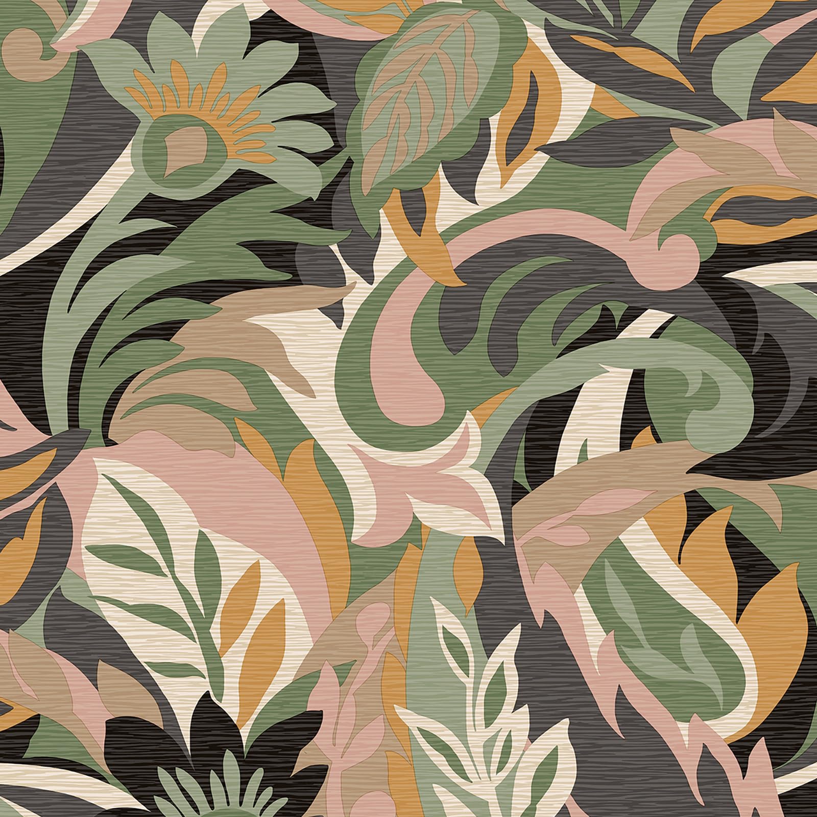 Belgravia Decor Casa Leaf Wallpaper - Modern Wallpaper for Living Room, Bedroom, Fireplace - Decorative Luxury Floral Wall Paper with Leaves & Flower Pattern (Sage Green & Blush Pink)