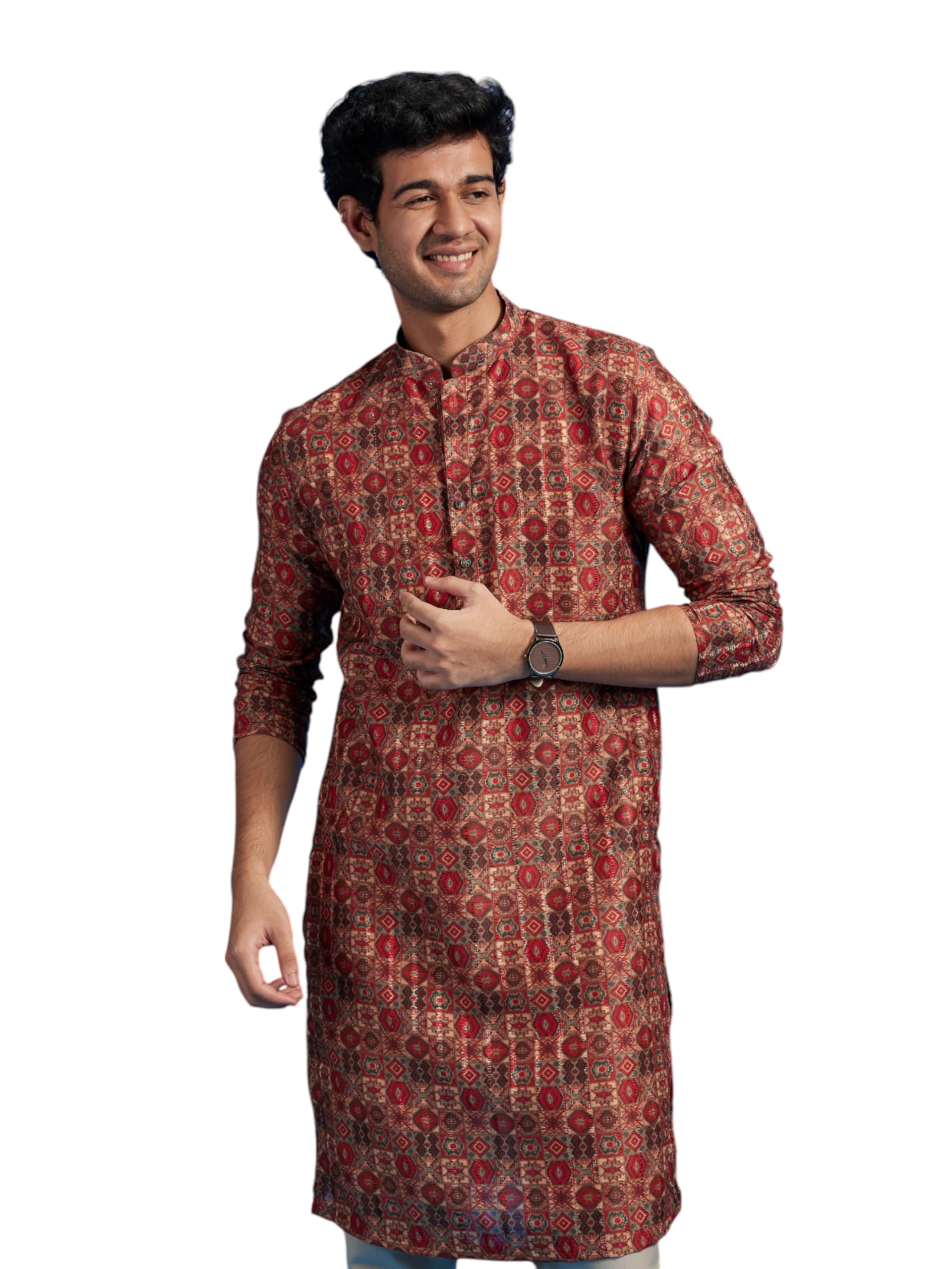 diwas by manyavar Men's Art Silk Printed Kurta (1pc)-picture-30