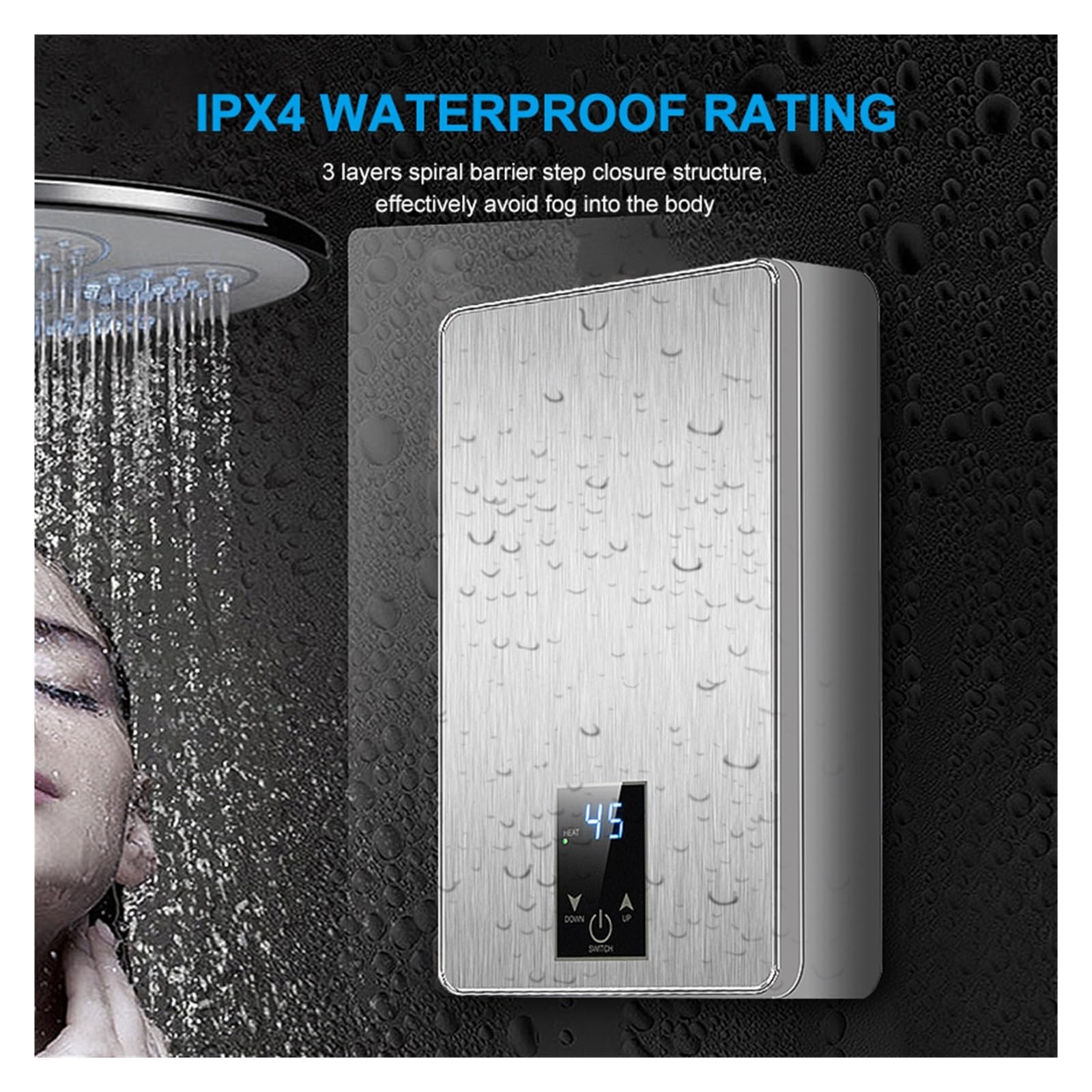Scaldabagno Elettrico Istantaneo Doccia Rubinetto Del Bagno Riscaldatore Di Acqua Calda 6000W Display Digitale For Hotel Cottage Campagna Veloce E Comodo