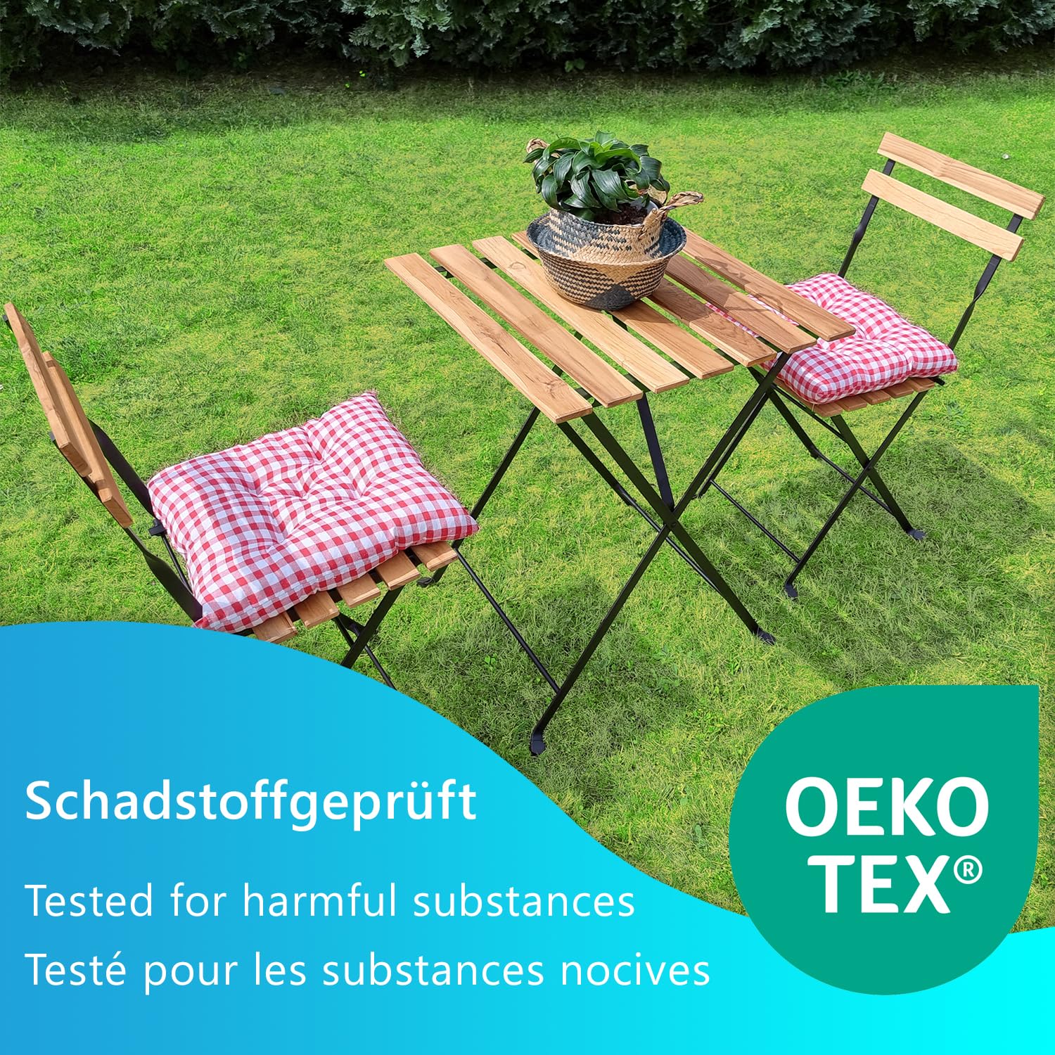 NYVI stoelkussen 38x38 cm ComfySeat Beierse ruit 4-delige set