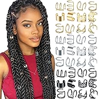 Vista 8 de NAISKA 24 piezas de joyería para el cabello con diamantes de imitación de cristal para trenzas, rastas, trenzas de cabello, puños de metal sin Dorado