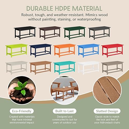 Miniatura 8 de WestinTrends Malibu - Mesa de centro para exteriores 35 x 175 pulgadas para todo tipo de clima madera de polietileno Adirondack mesa de café para