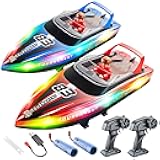 BEZGAR Remote Control Boat, 2 Packs 10 inch Fast Speed RC Boat 15 KPH for Pools & Salt Water, Summer Toys for Adults and Ideal Gifts for Kids Boys Age 6 7 8-12 Years Old - HJ821