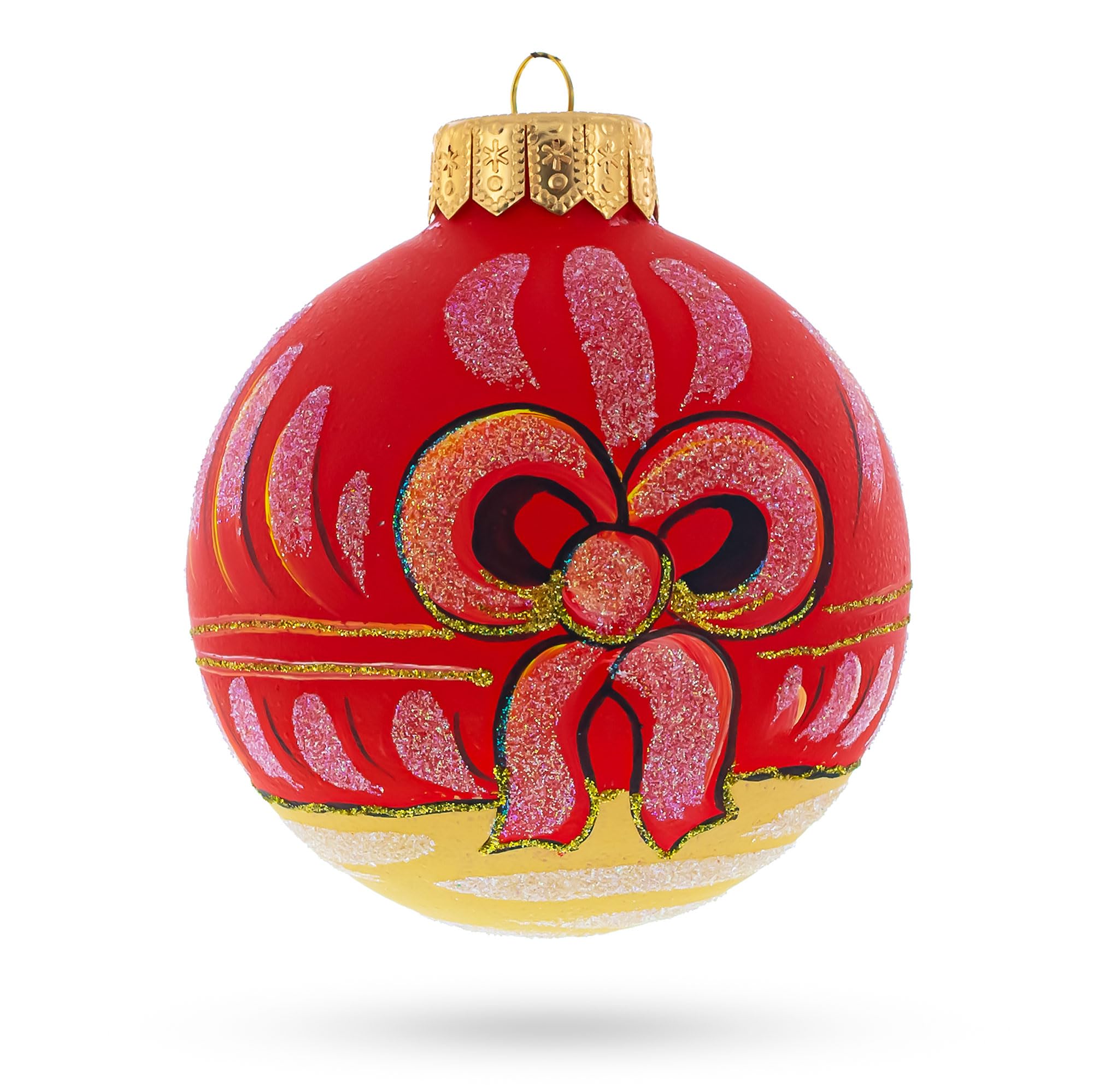 Mono y Bebé Conmovedor junto al Árbol de Navidad - Bola de Vidrio Soplado Artesanal para Adorno de Navidad de 4 Pulgadas