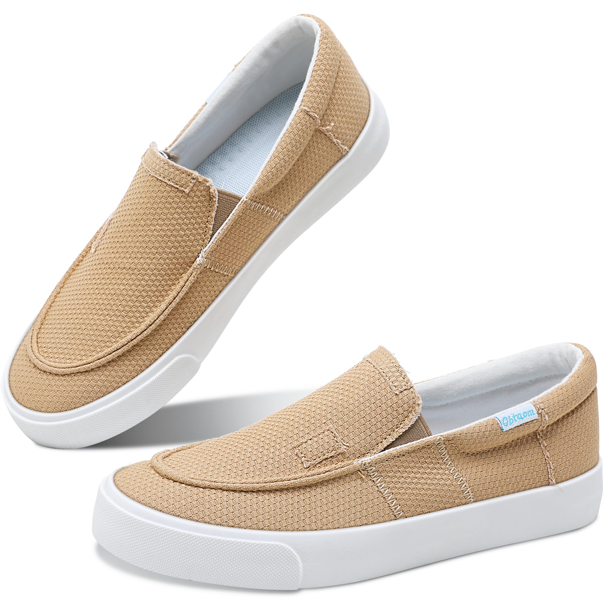 Obtaom Slip On Shoes Canvas Slip On Sneakers Comfy Arch Support Loafers Casual Canvas Fashion Sneaker