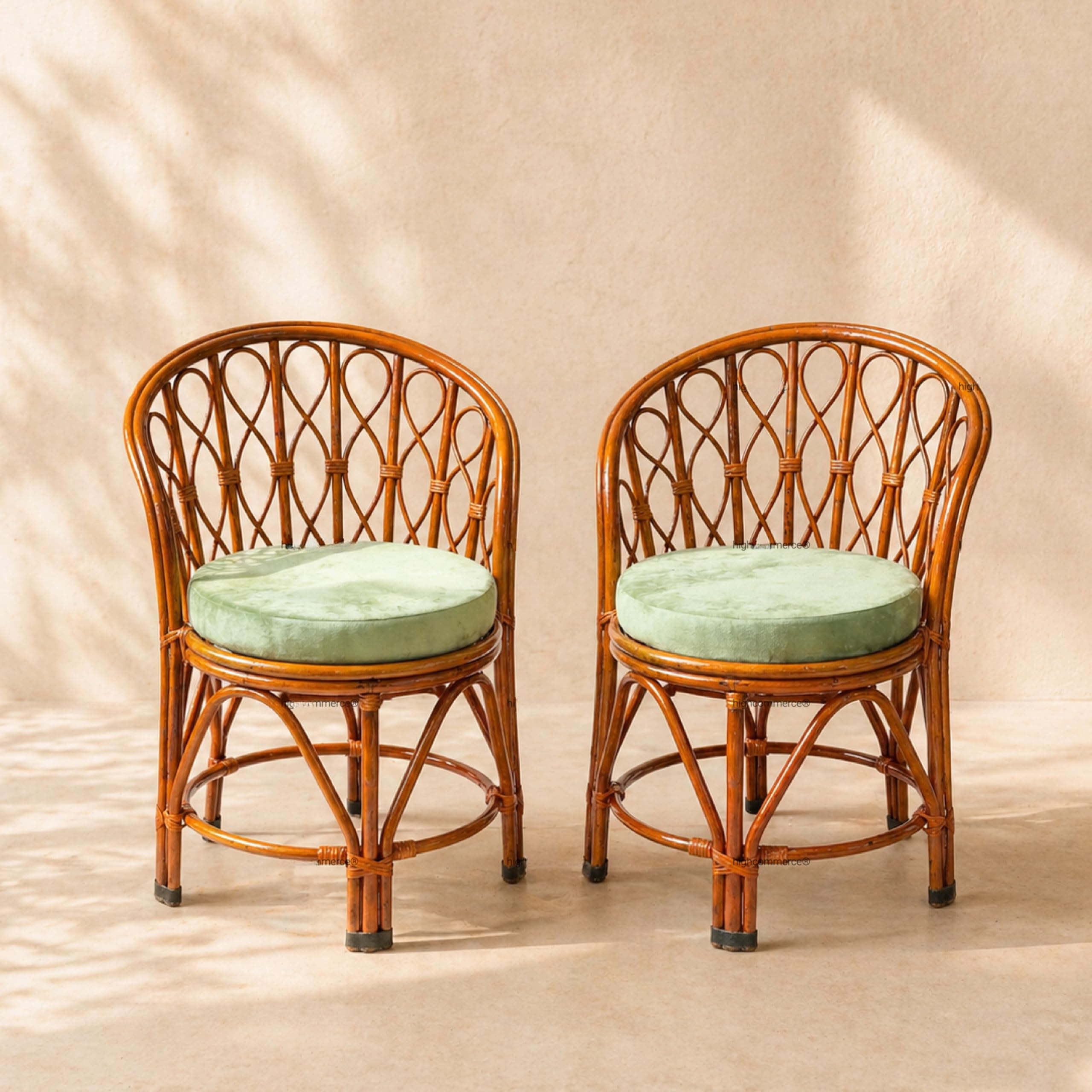 Cane Crafts Premium Antique Bamboo Chair for Lawn, Arm, Room, Indoor Outdoor | Natural Elegance: Cane Accent Chair for Stylish Living Spaces | Dust Free | Brown (Set of 2)-image-24