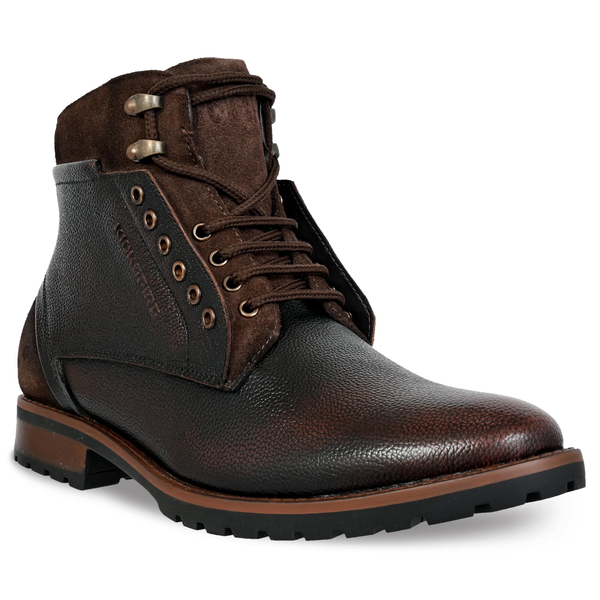 Vintage Genuine Leather Rugged Zipper Brown Boots For Men