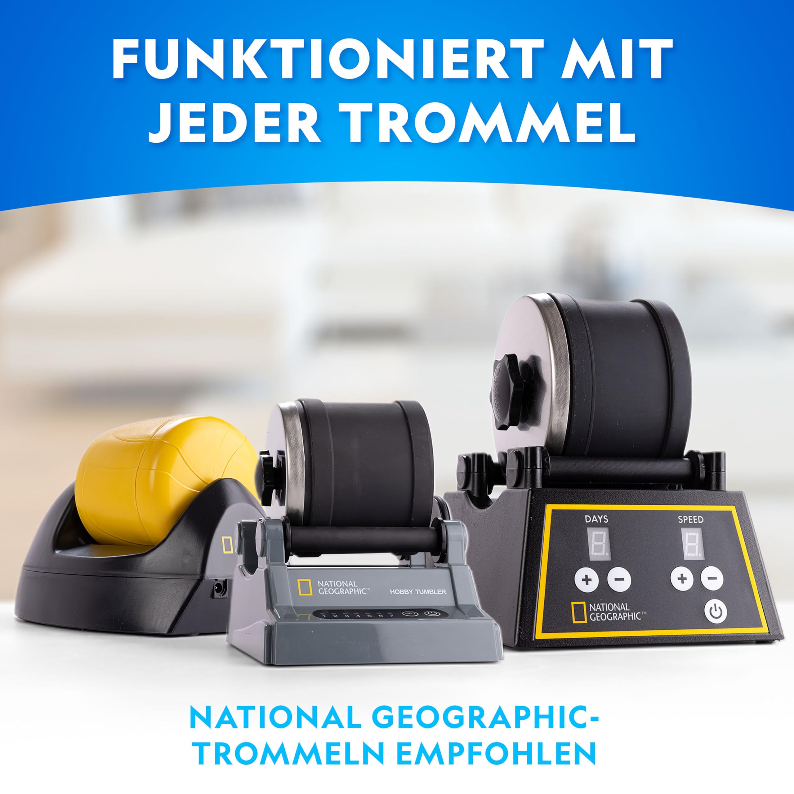 NATIONAL Geographic Nachfüllset für Trommelpolierer – 453 g Rohsteine und Edelsteine zum Polieren, inkl. Amethyst und Quarz – Schleifpulver & Schmuckzubehör