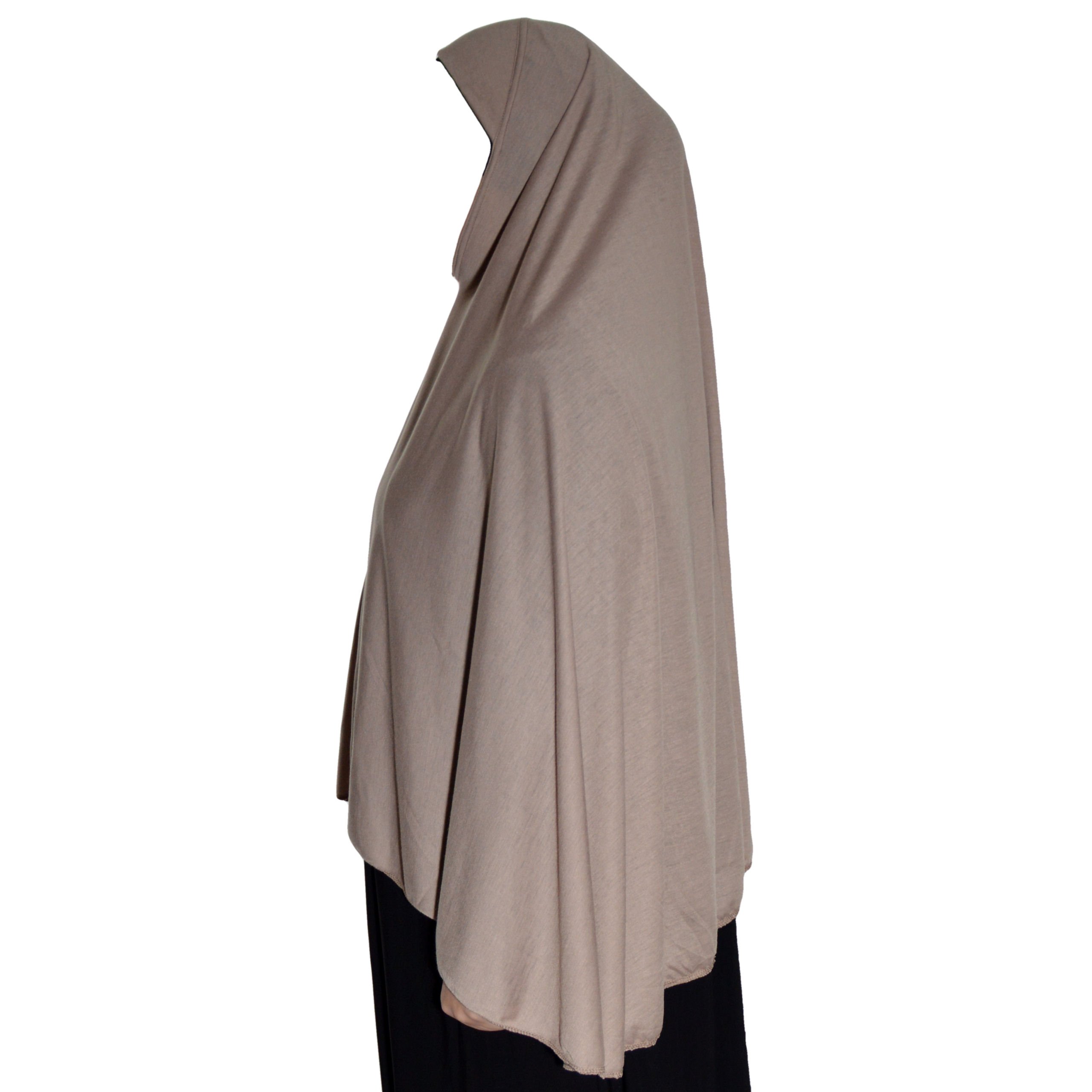 Yaqeen One Piece large Hijab cotton/Jersey women instant Amira Khimar Instant scarf islamic salah prayer clothes (Beige)