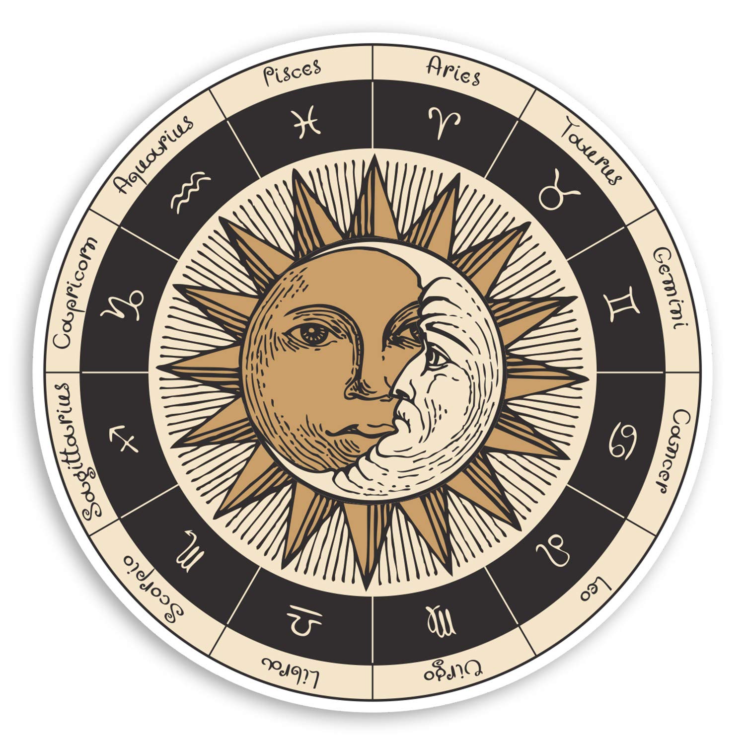 2 x 10cm Zodiac Signs Sun Moon Vinyl Stickers - Laptop Luggage Sticker #34330 (10cm Wide)