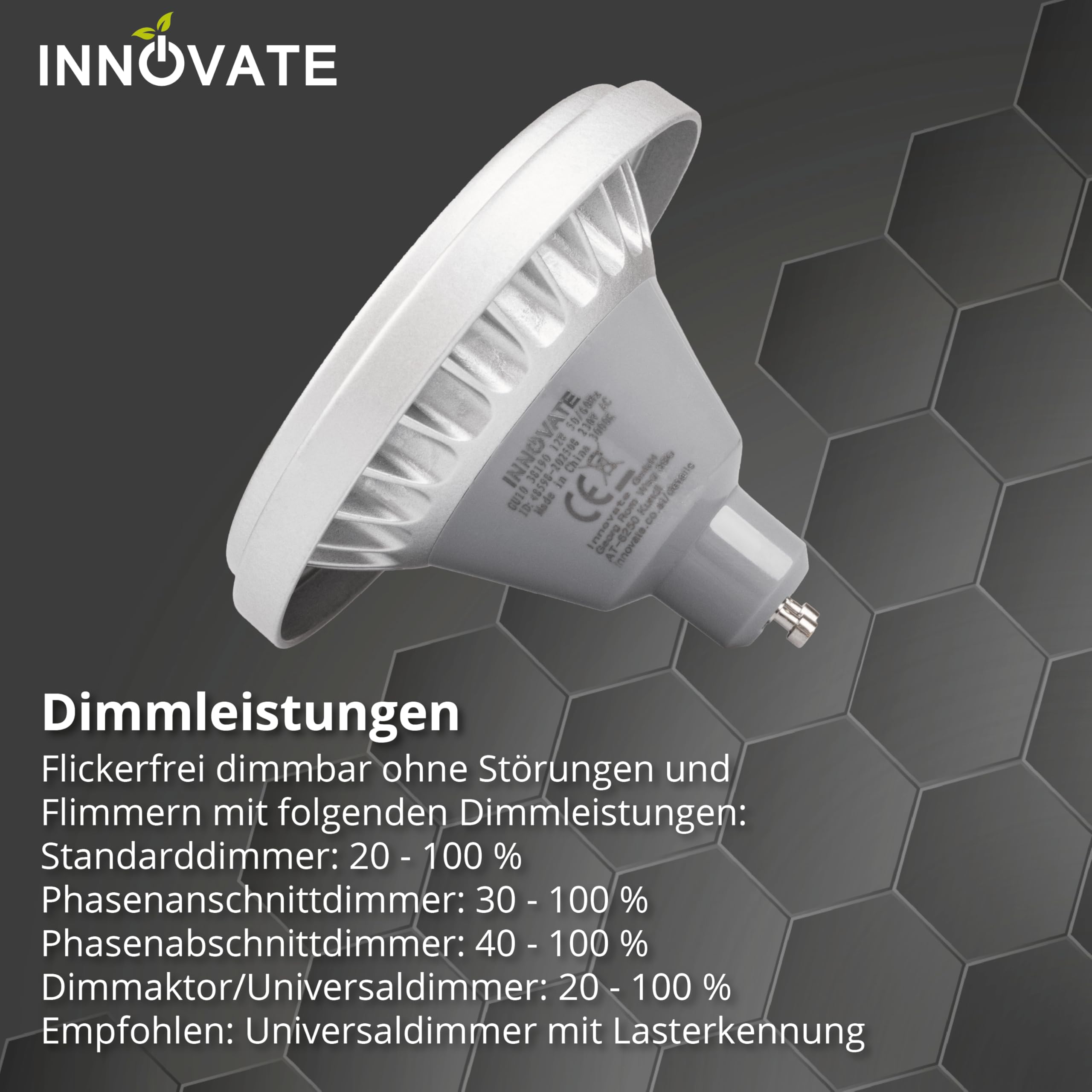INNOVATE ES111 GU10 LED Leuchtmittel 8 Stk. [12W 3000K Warmweiß Dimmbar 60° Spot] QRB11 QRB111 LED Lampe Ersatz 100W Strahler Deckenlampe Innenbereich