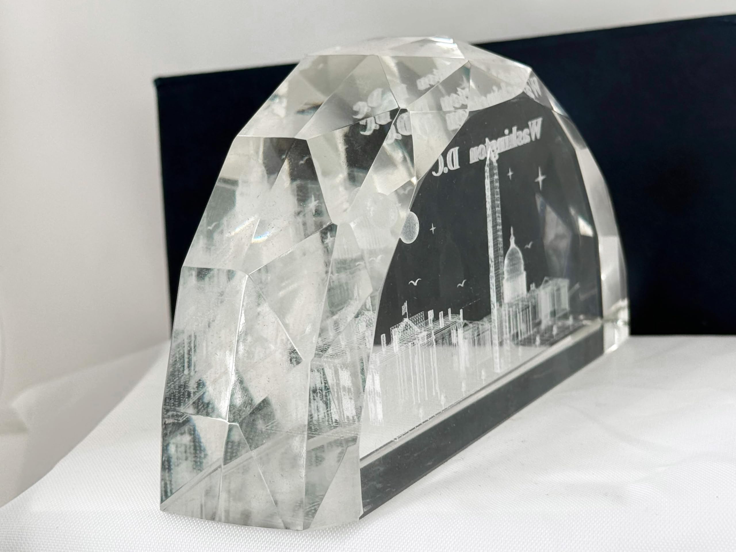 Fermacarte di lusso in cristallo Washington D.C. - Grande | iconici monumenti DC e skyline del paesaggio urbano | Elegante souvenir e decorazione per scrivania da ufficio