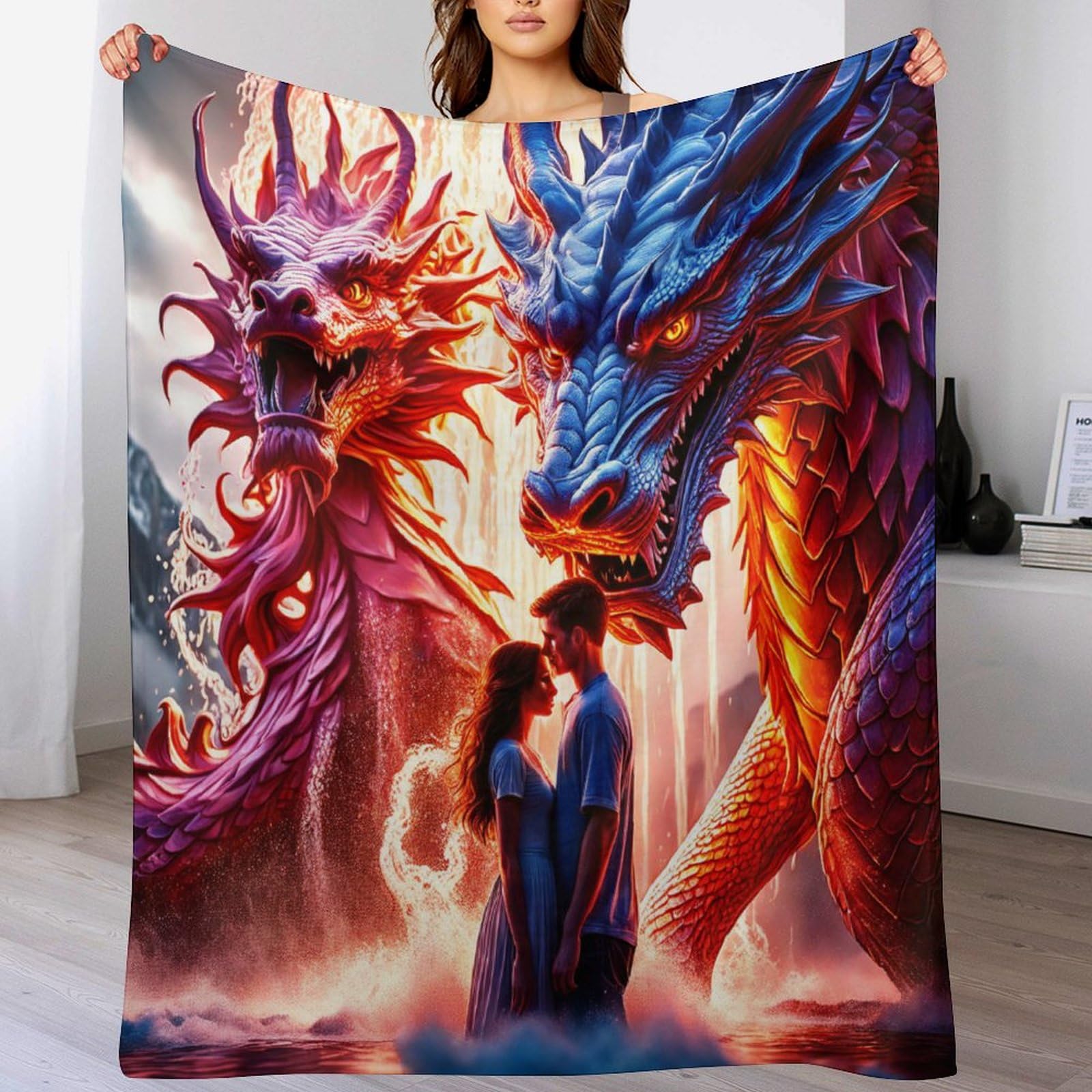 Couverture polaire dragon : finis les frissons sur le lit et canapé