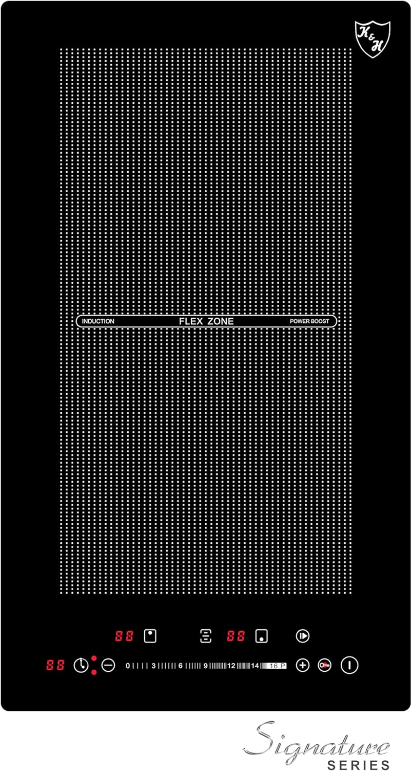 K&H SIGNATURE SERIES 2 Burner 12 Inch Built-in FLEX Electric Stove Top Ceramic Cooktop 220V 3400W IN12-3400FLX K&H SIGNATURE SERIES 2 Burner 12 Inch Built-in FLEX Electric Stove Top Ceramic Cooktop 220V 3400W IN12-3400FLX