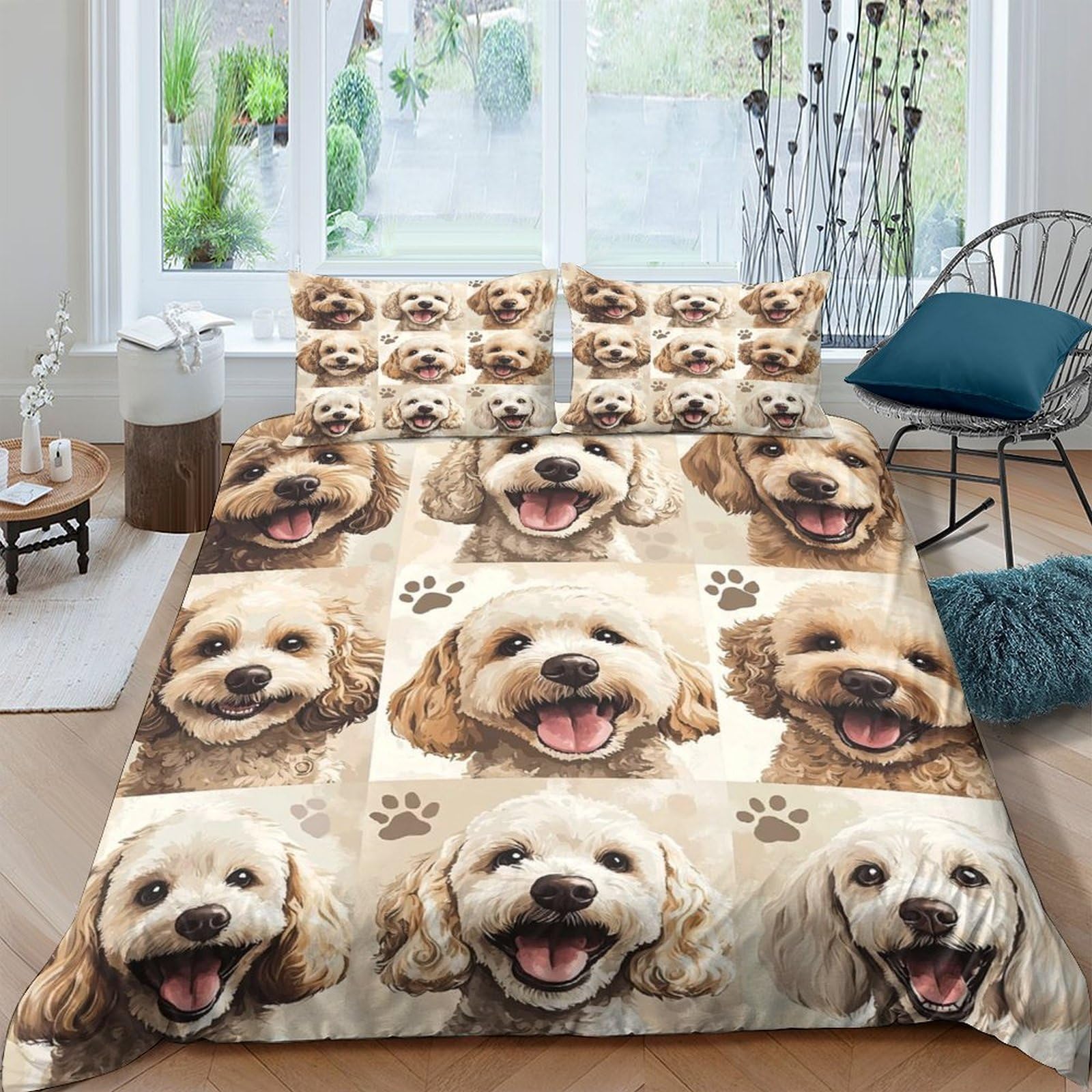 Ctjqhvkz Style-6 3D Printed Smiling Dog Fitted Sheet Microfiber Soft Non-Slip Bed Cover Bedroom Decor Machine Washable Single（135X200cm）