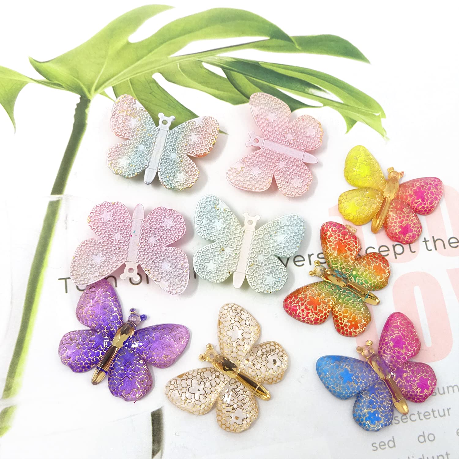 20 Stück Schmetterlings-Charms Aus Harz – Bunt, Flache Rückseite Für DIY-Projekte