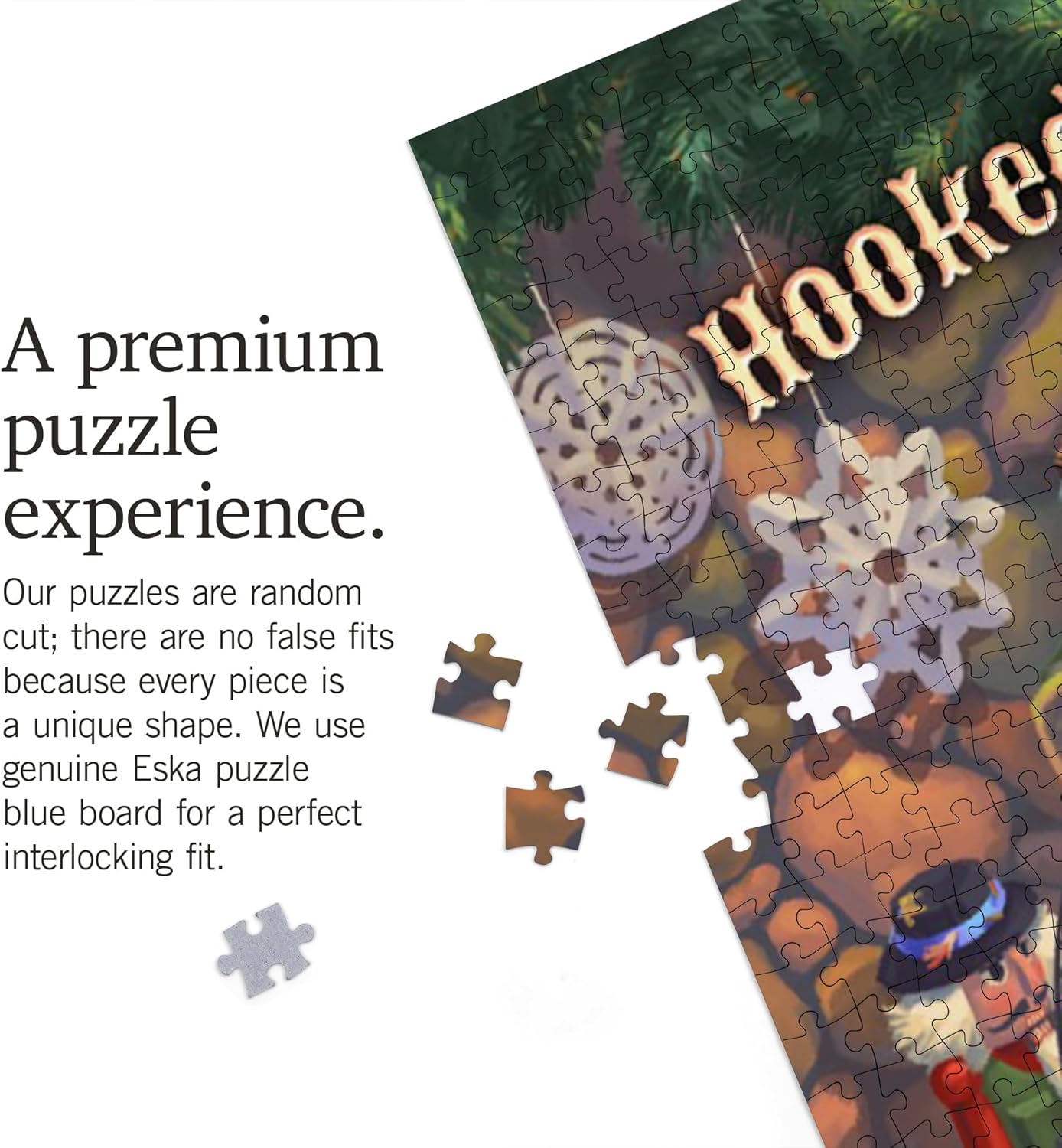 Lantern Press Hooked on Holidays Puzzle – Hand Drawn Christmas Bass Oil Painting, 1000 Piece Jigsaw Puzzle for Adults, Made in USA, Eco-Friendly Premium Puzzle with Reference Poster