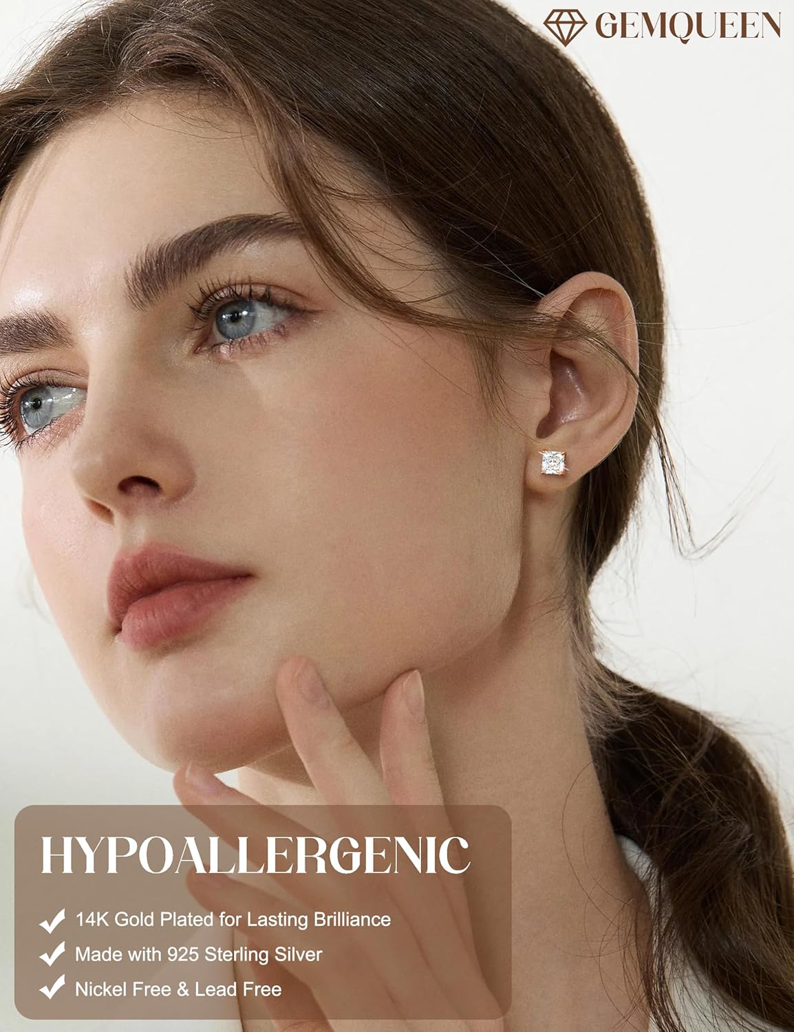 Moissanite Earrings Studs : 18K Gold Plated S925 Sterling Silver Stud Earring for Women Men Moissanite Jewelry Hypoallergenic Brilliant Princess Cut D Color VVS1 0.8CT-3.2CT - Image 2