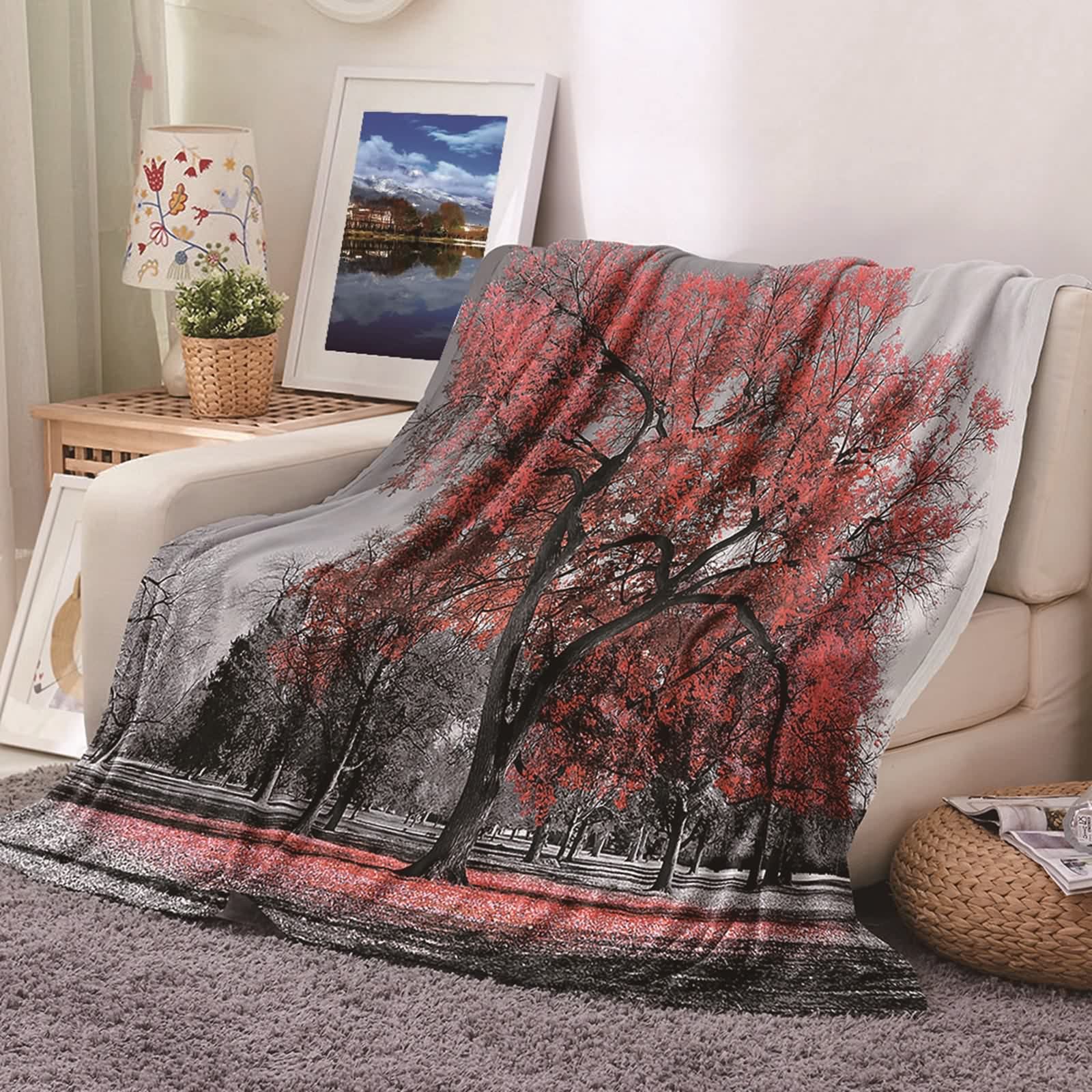 Couverture flannel 180x220cm KnSam pour grand lit et canapé d'hiver