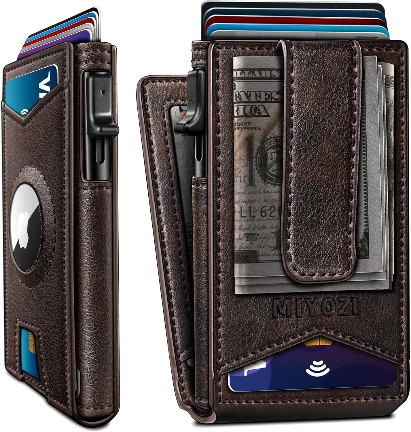 Airtag Wallet for Men with Money Clip, Slim Front Pocket