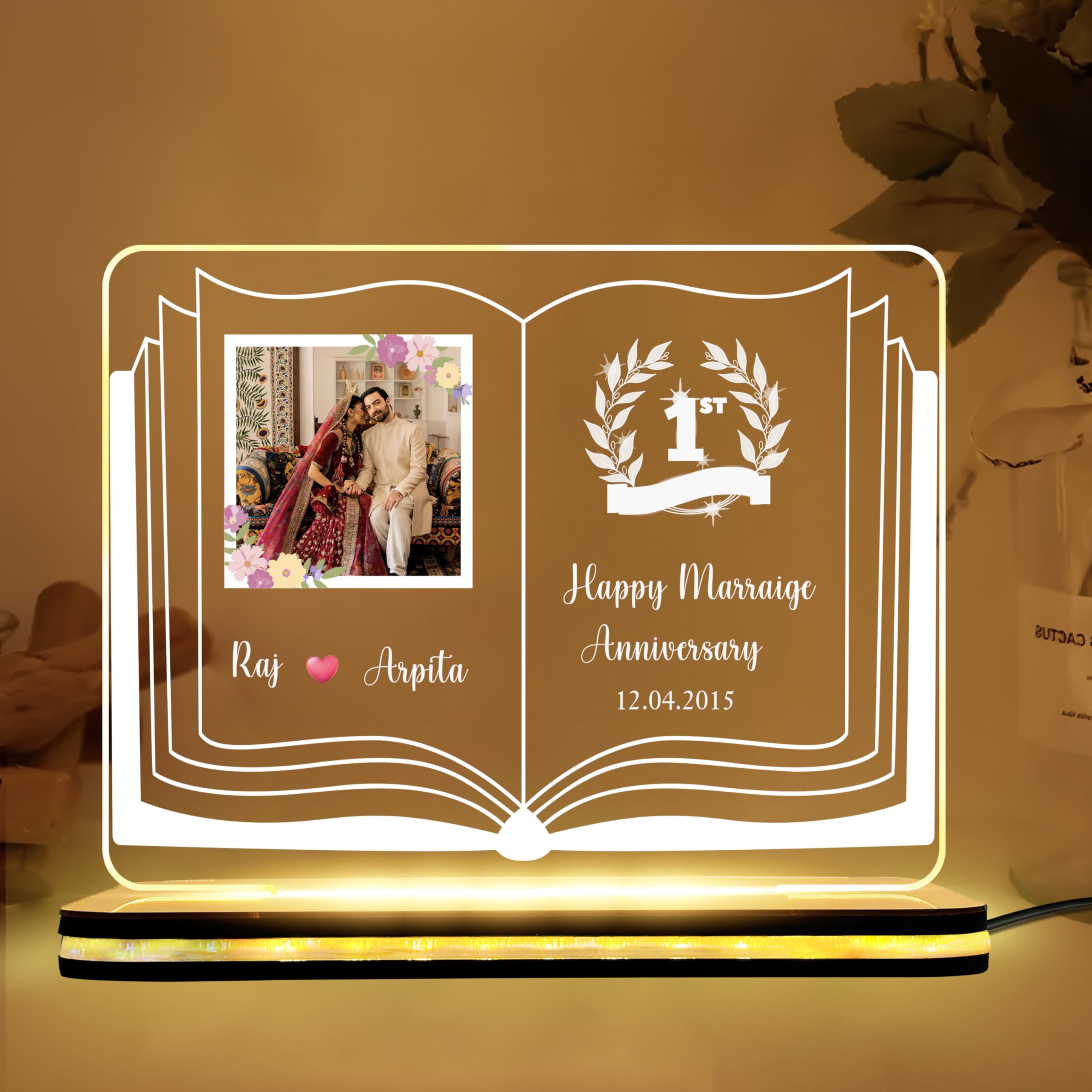 Personalized LED Table Lamp Book Shape | Customized Photo | Gift for Anniversary, Wedding, Marriage, Valentine Day-image-10