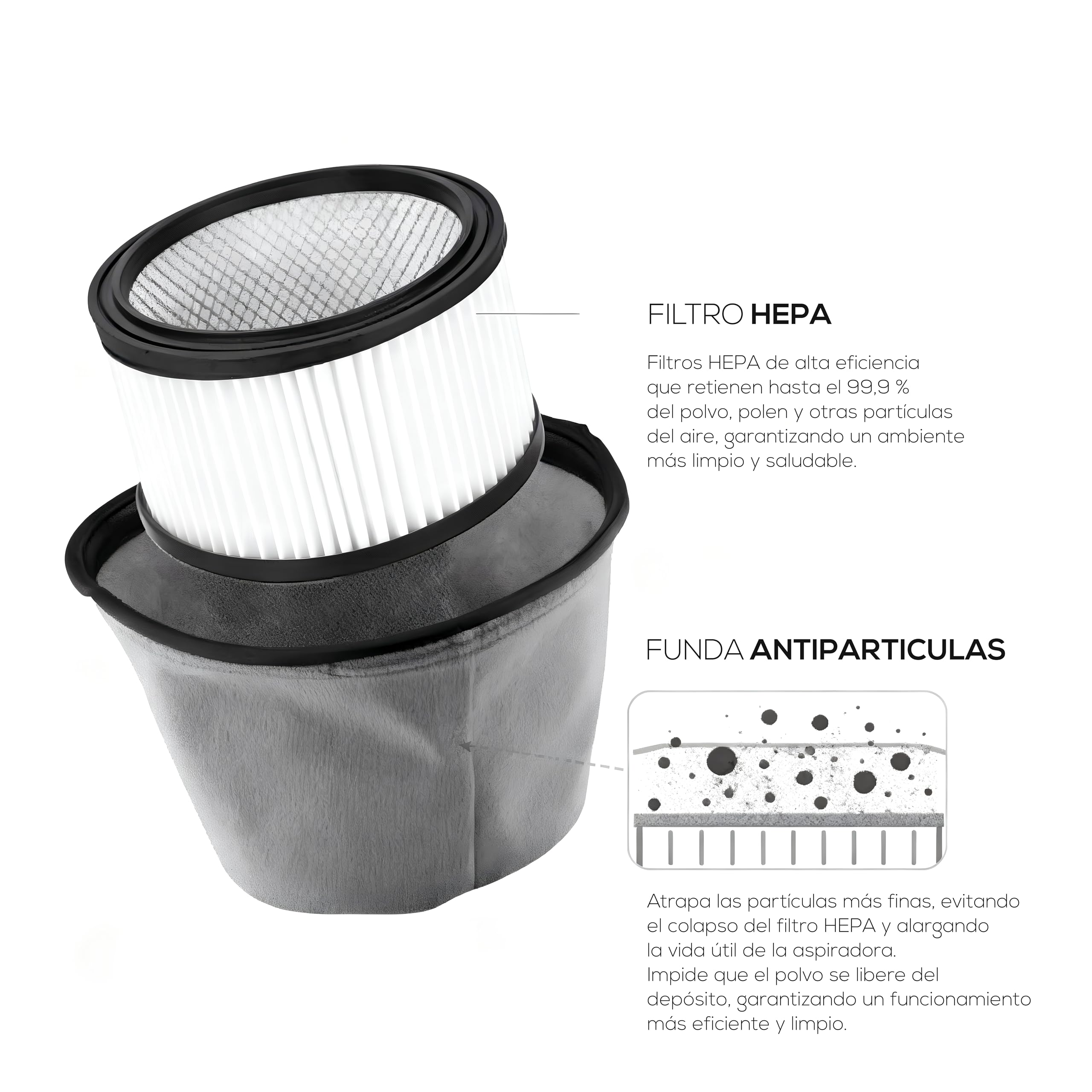 Aspirador de Cenizas - Chimenea, Pellet y Barbacoas - Potencia de 1.200W - Capacidad de 20 L - Fabricado en Acero Inoxidable - Incluye Manguera de 1m y Funda para Filtro - Función Soplador - Dicogar