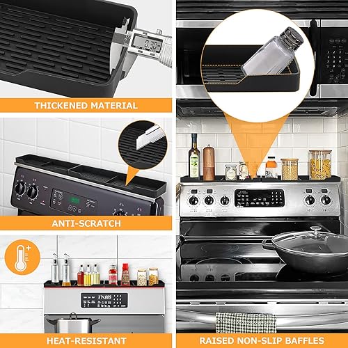 Miniatura 6 de Doyosh Estante superior magnético para estufa, 2 estantes ajustables de 15 a 30 pulgadas sobre la estufa, almacenamiento de cocina con instalación