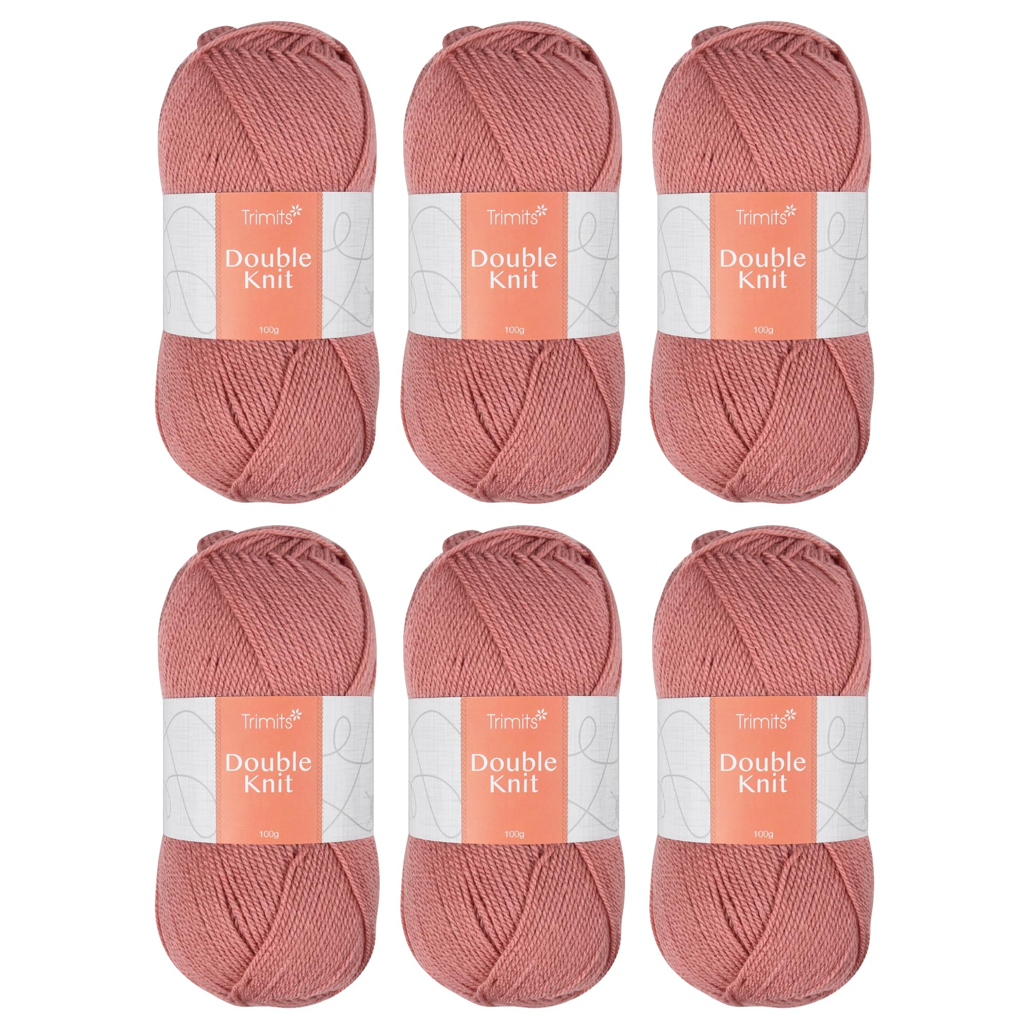 Trimits Knitting Yarn: Double Knitting: 6 x 100g: Dusty Rose