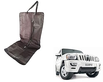 WolkomHome Waterproof Pet Dog cat Puppy Car Seat Protector pet Cover with Pocket & Dog Harness for Mahindra Scorpio