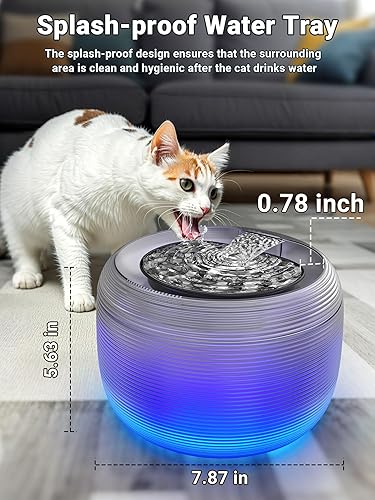 Miniatura 7 de Kastty Fuente de agua silenciosa para gatos de 3.5 L, fuente de agua para mascotas de gran capacidad de 118 onzas para gatos en interiores con luz