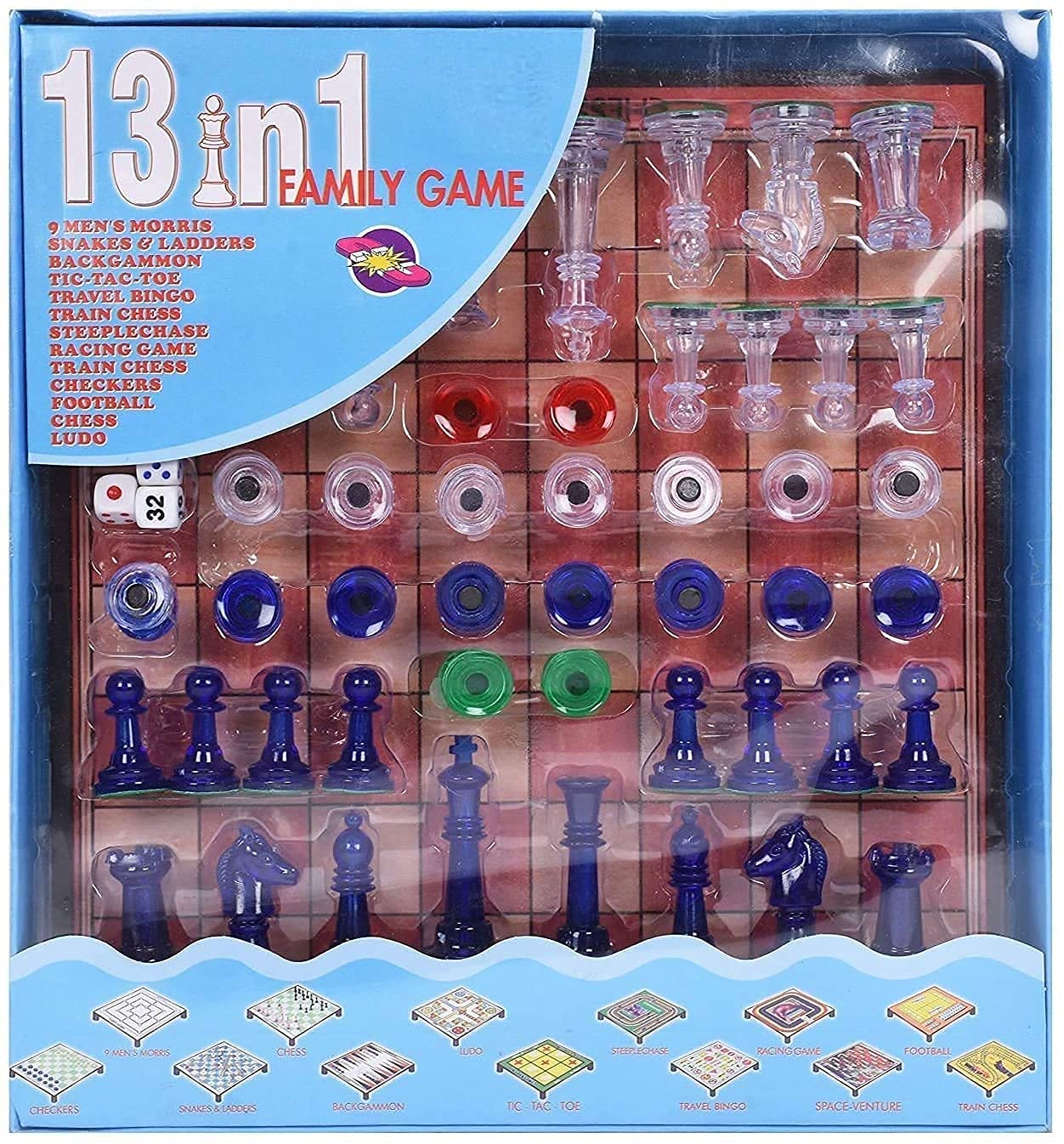 Buy Roscoe 13 in 1 Chess, Ludo, Tic-Tac-Toe,Checkers, Snake and Ladder ...
